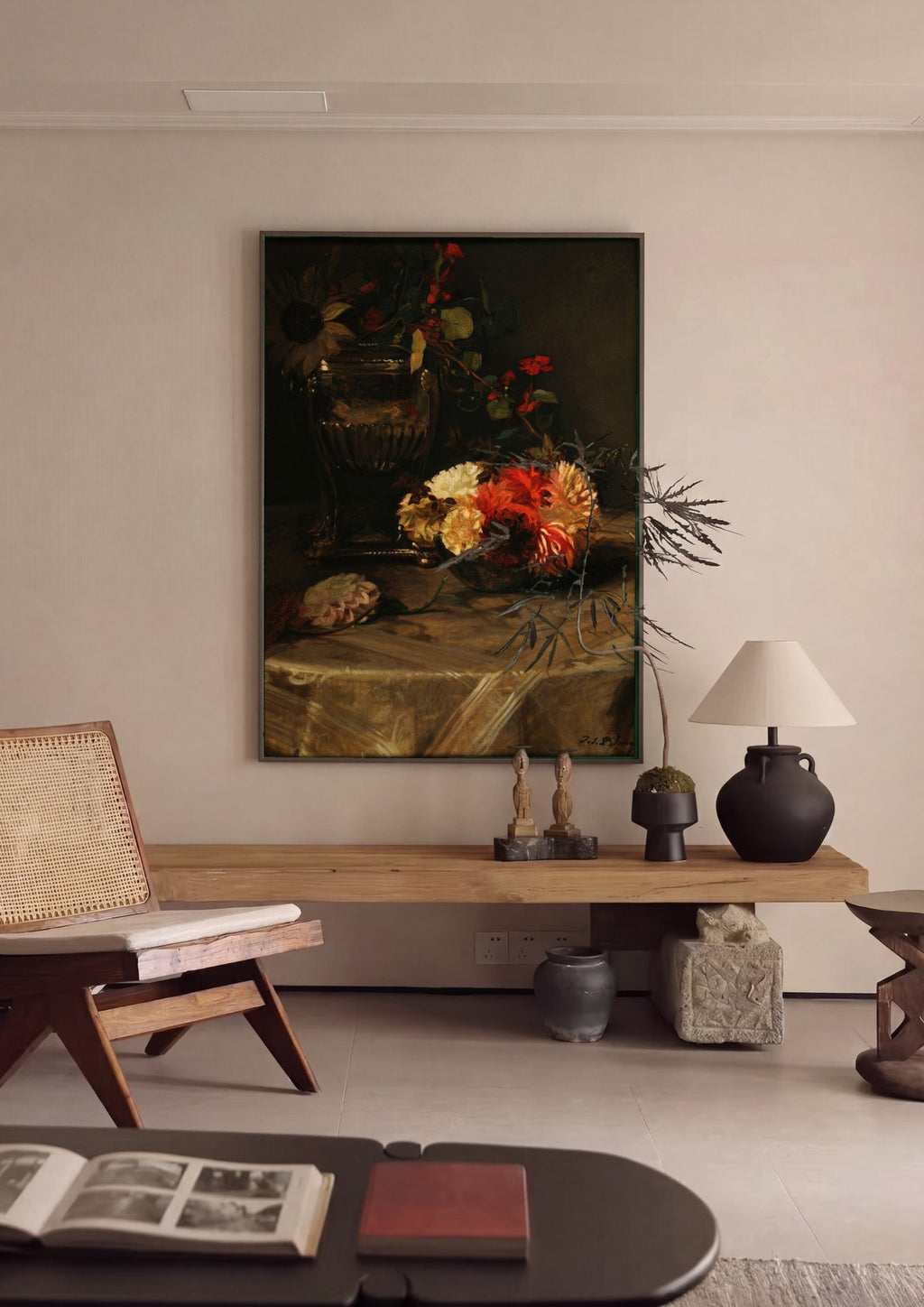 Quadro Decorativo Natureza Morta Floral - Jacques Émile Blanche em ambiente decorado