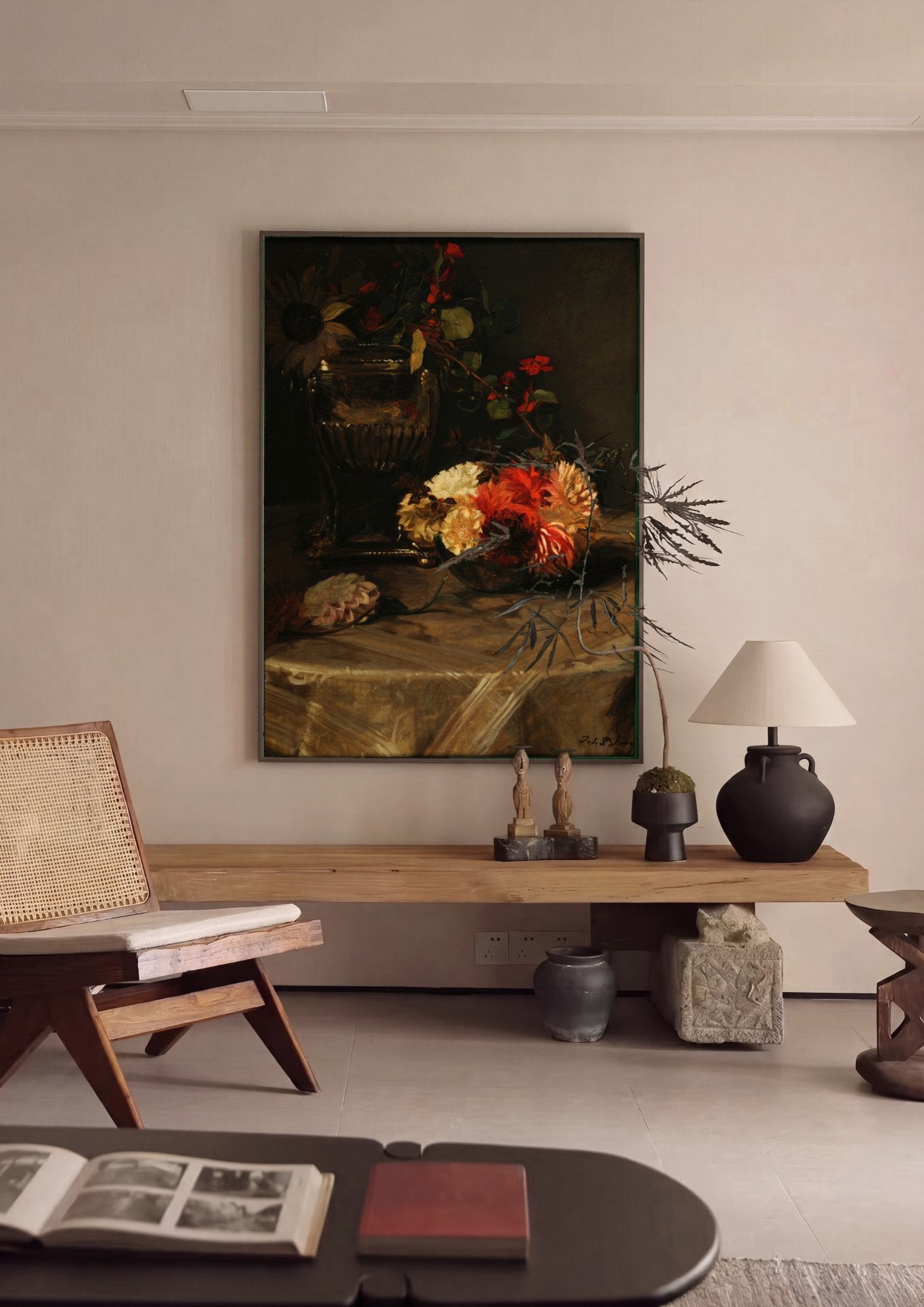 Quadro Decorativo Natureza Morta Floral - Jacques Émile Blanche em ambiente decorado