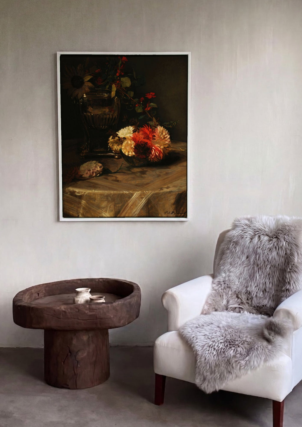 Quadro Decorativo Natureza Morta Floral - Jacques Émile Blanche em ambiente decorado