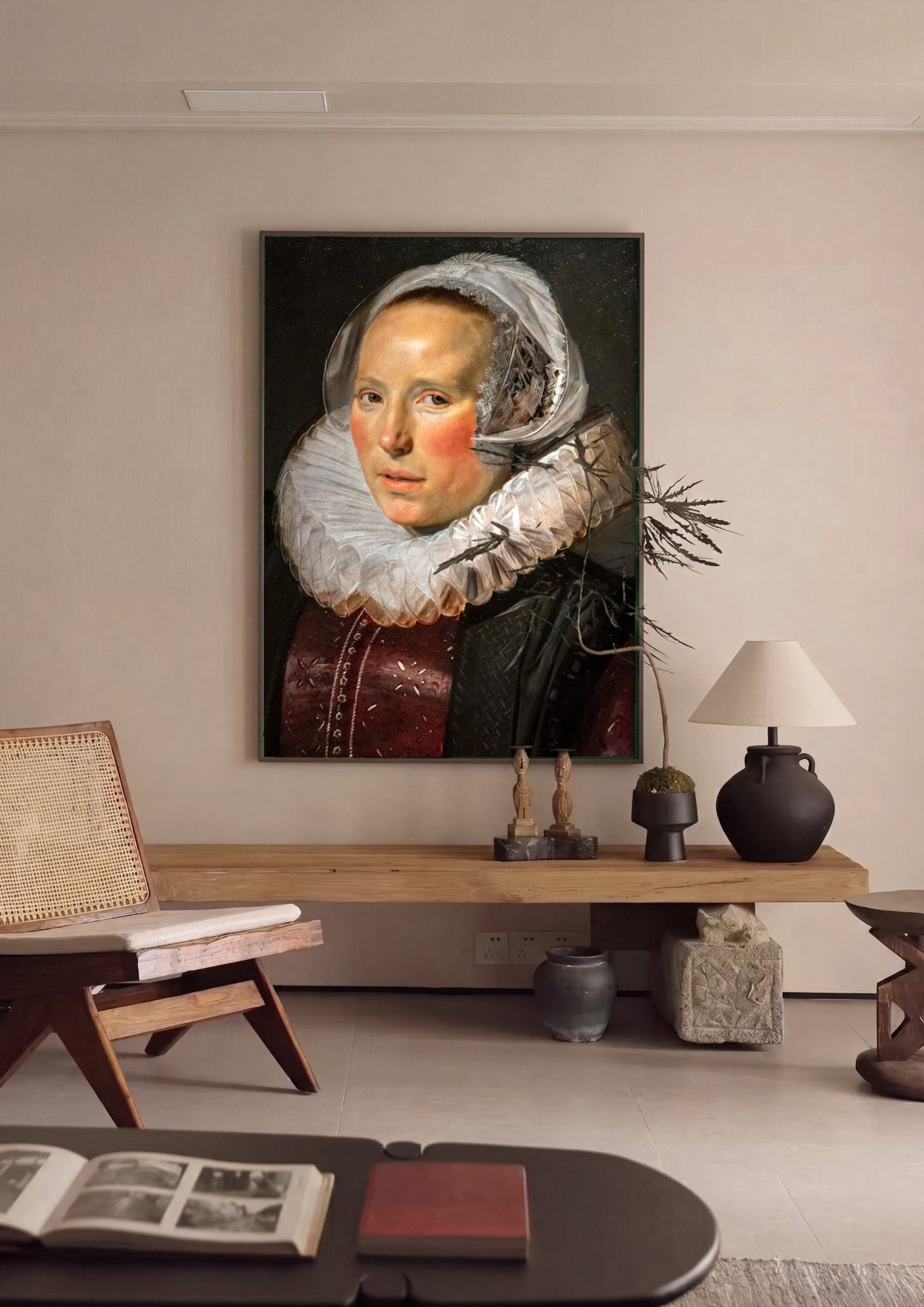 Quadro Decorativo Retrato de Mulher - Frans Hals em ambiente decorado