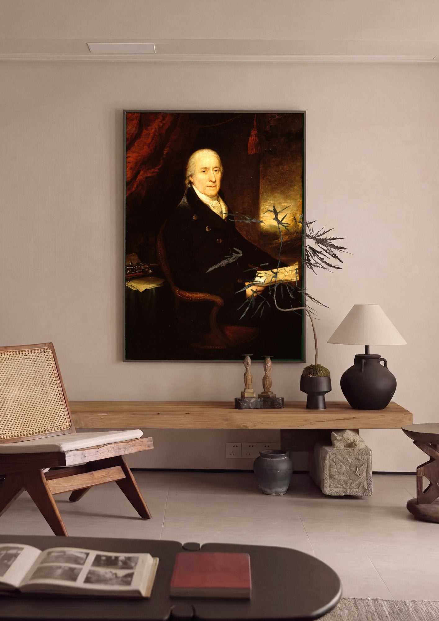 Quadro Decorativo Retrato de Joseph Brant - Benjamin West em ambiente decorado