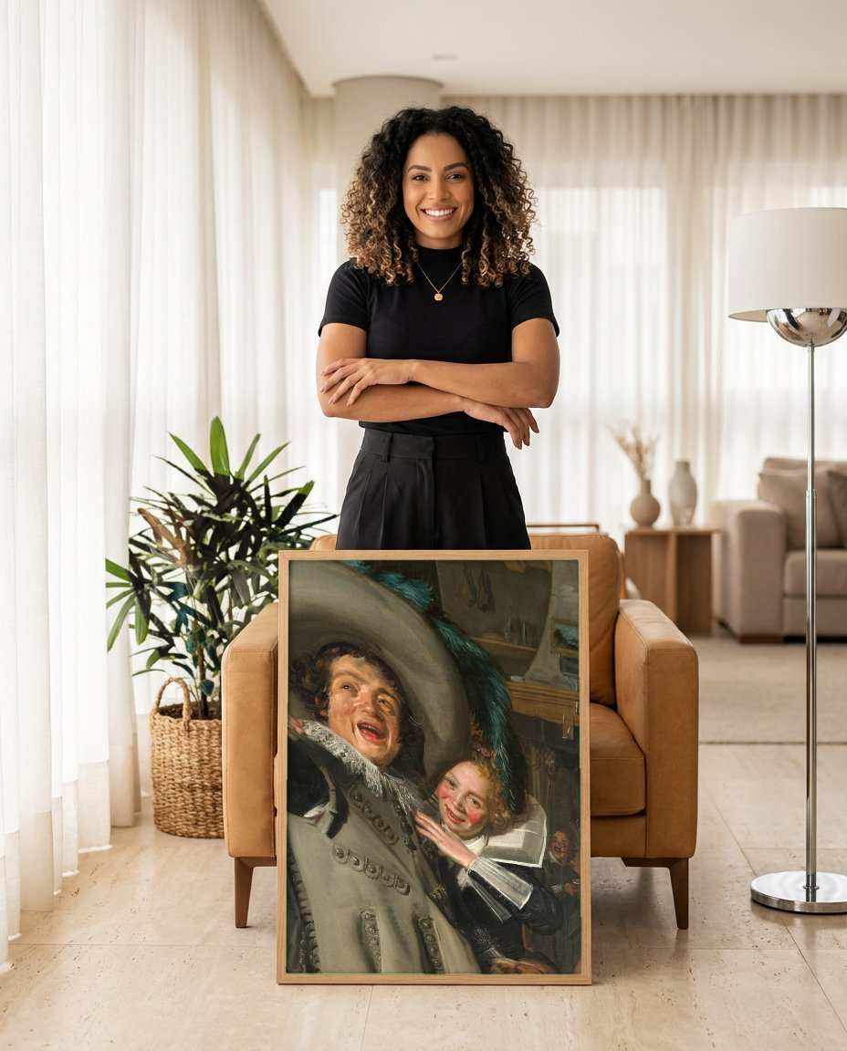 Quadro Decorativo 'Joyeux Compagnons' - Frans Hals com modelo em ambiente