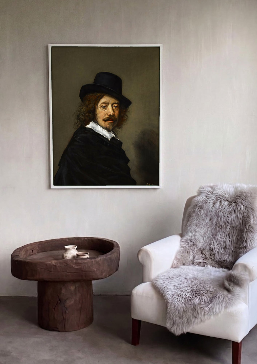 Quadro Decorativo Retrato Masculino - Frans Hals em ambiente decorado
