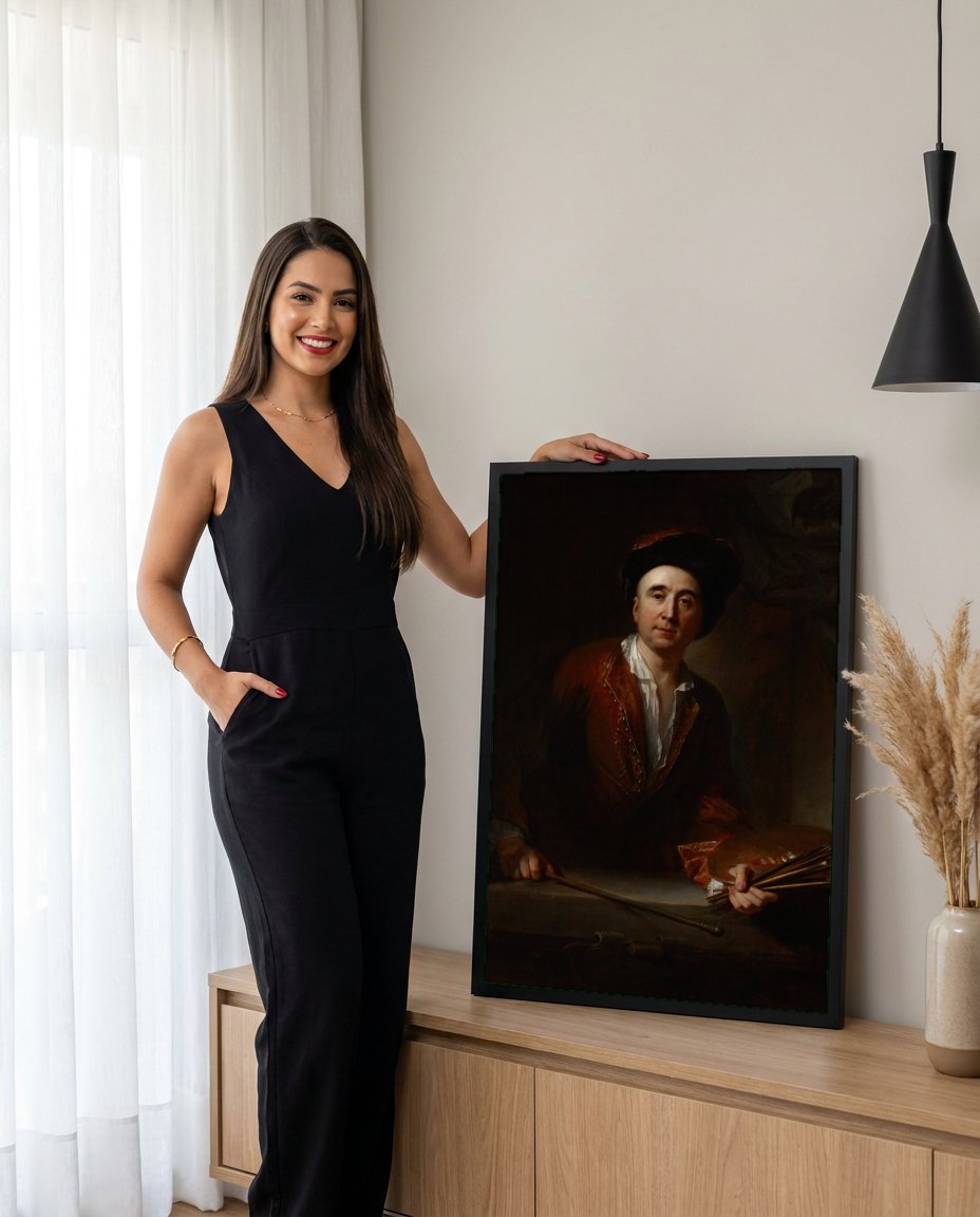 Quadro Decorativo Autorretrato - Jean François de Troy com modelo em ambiente