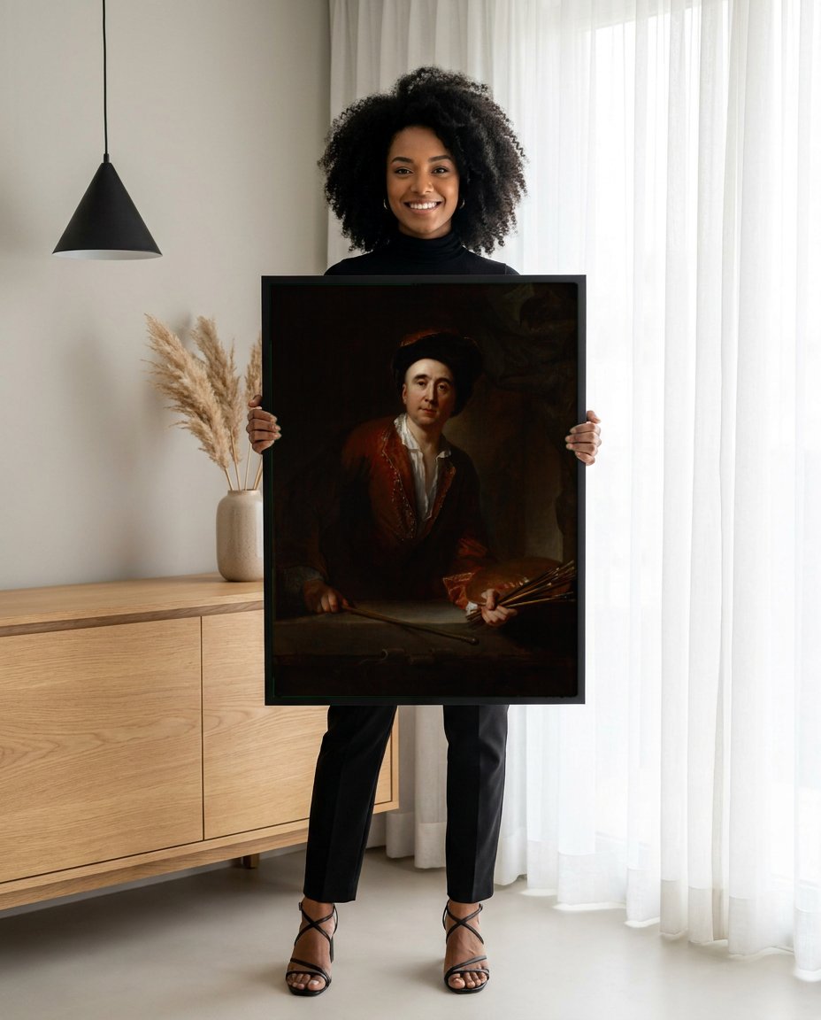 Quadro Decorativo Autorretrato - Jean François de Troy com modelo em ambiente