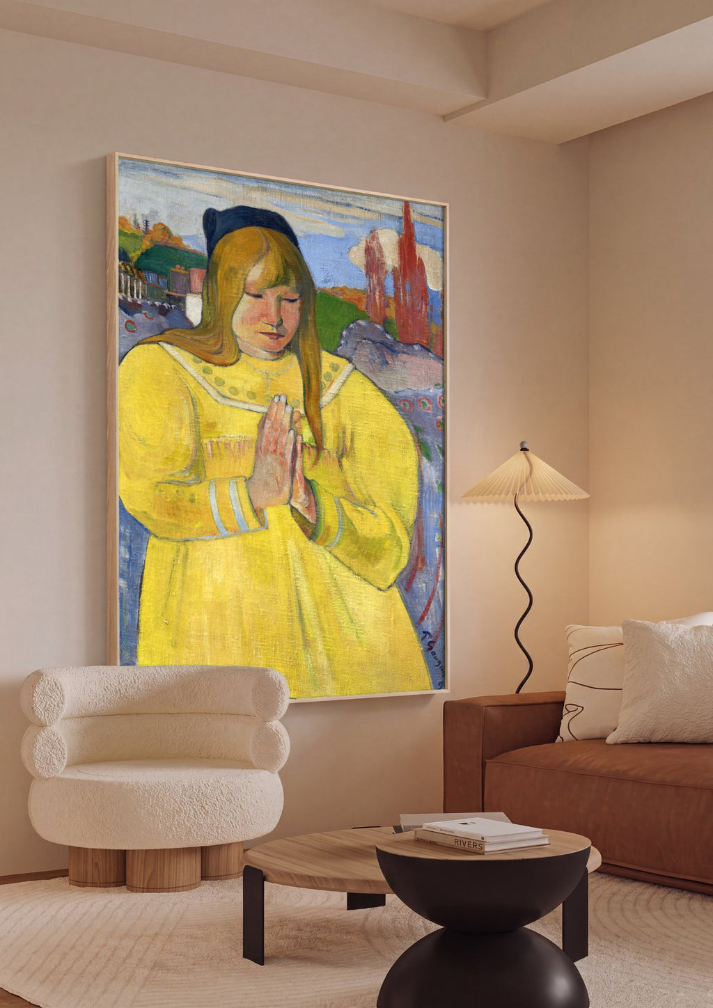 Quadro Decorativo A Pequena Bretona Orando - Gauguin em ambiente decorado