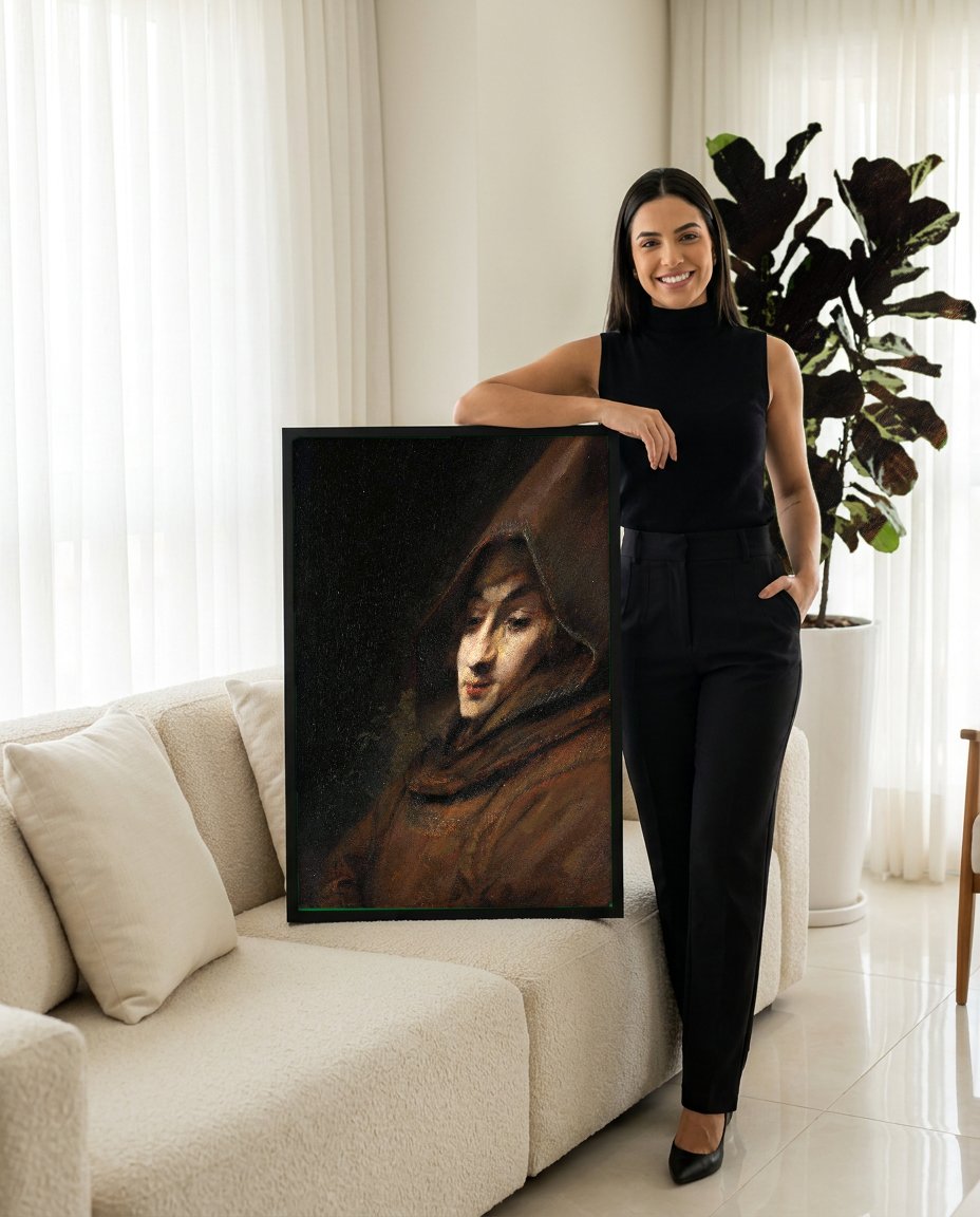 Quadro Decorativo A Jovem Freira - Rembrandt com modelo em ambiente