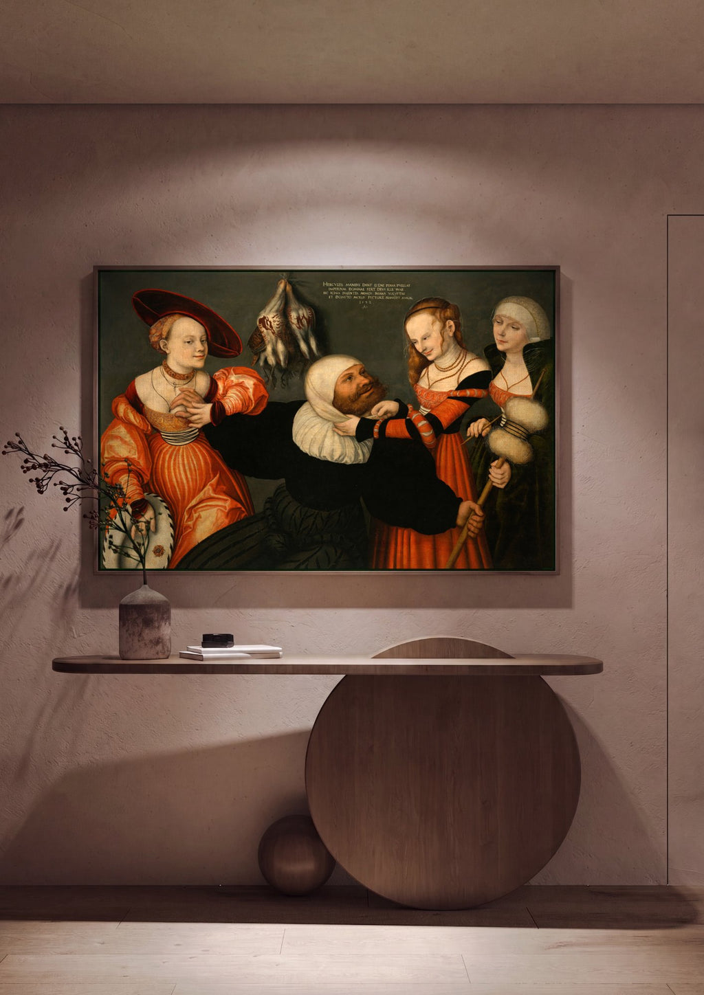 Quadro Decorativo Hércules e Ônfale - Cranach, o Velho em ambiente decorado