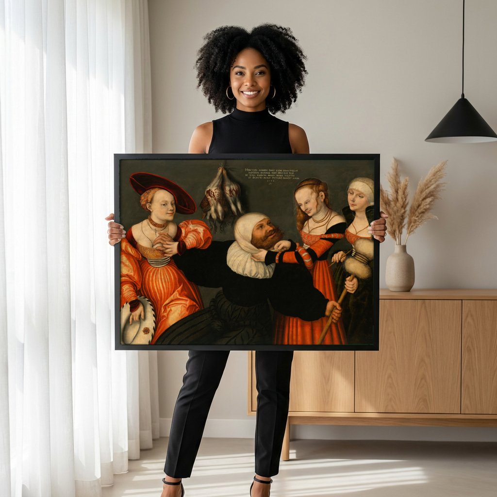 Quadro Decorativo Hércules e Ônfale - Cranach, o Velho com modelo em ambiente