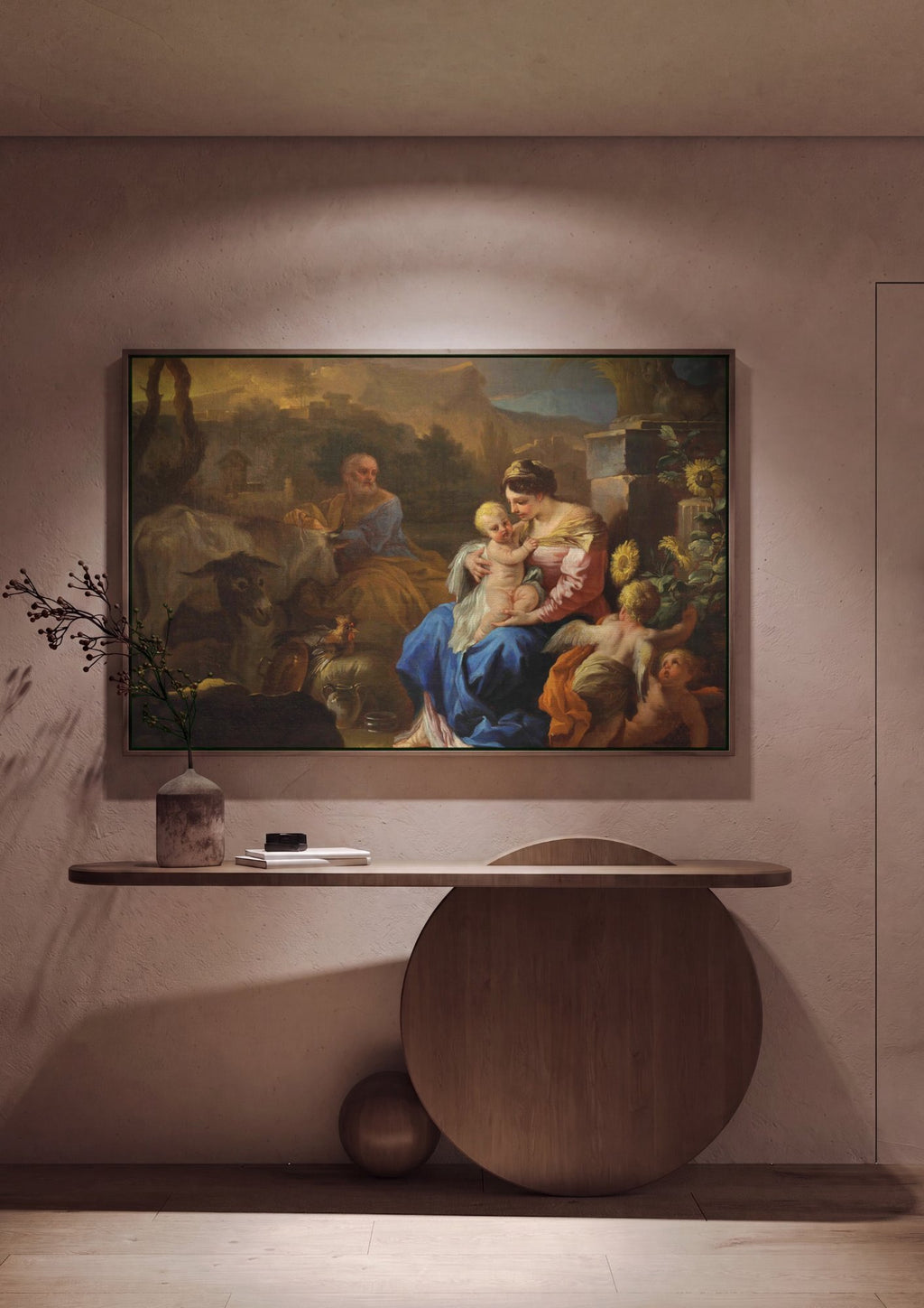 Quadro Decorativo A Sagrada Família - Francesco Solimena em ambiente decorado