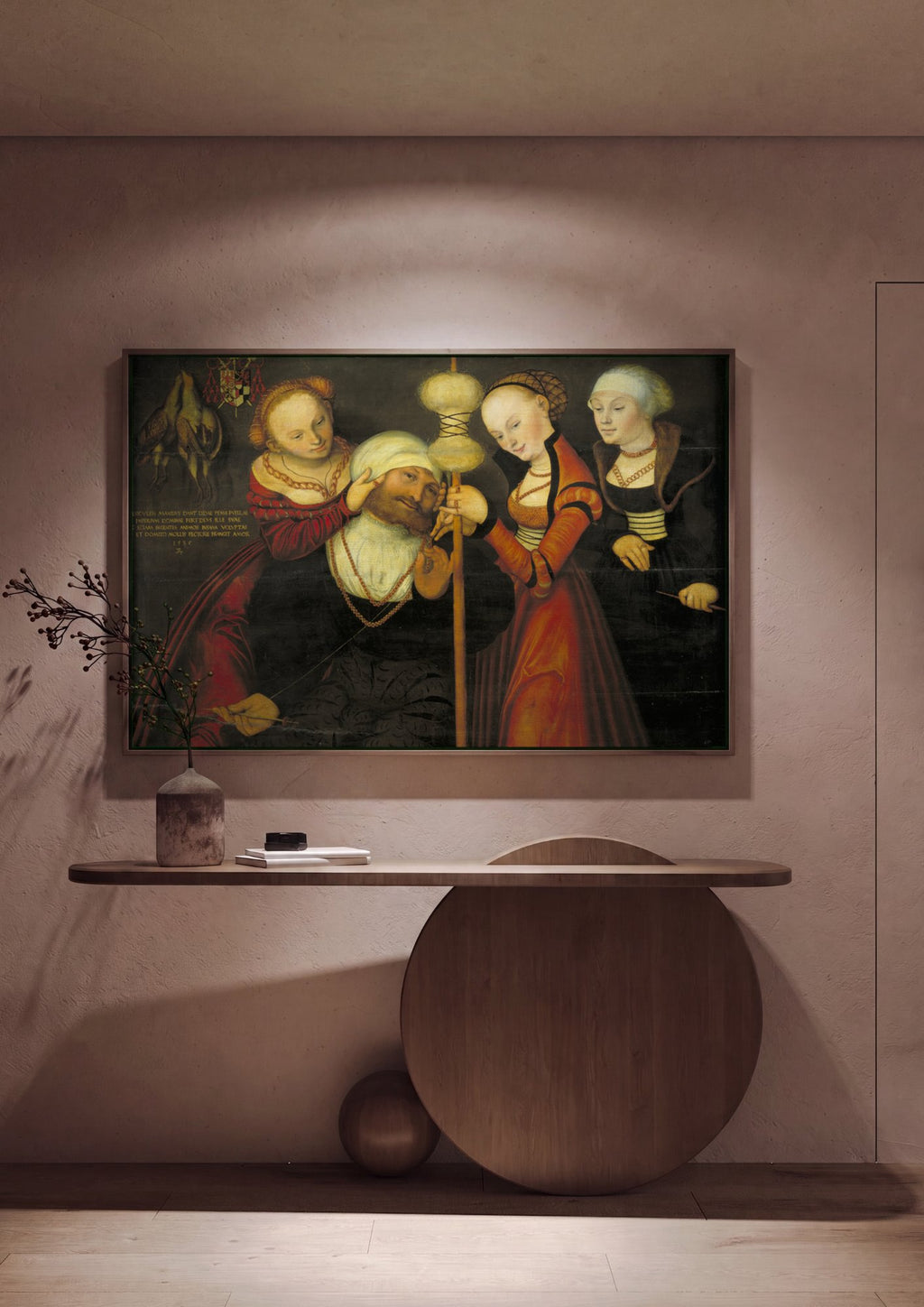 Quadro Decorativo Hércules e Ônfale - Cranach, o Velho em ambiente decorado