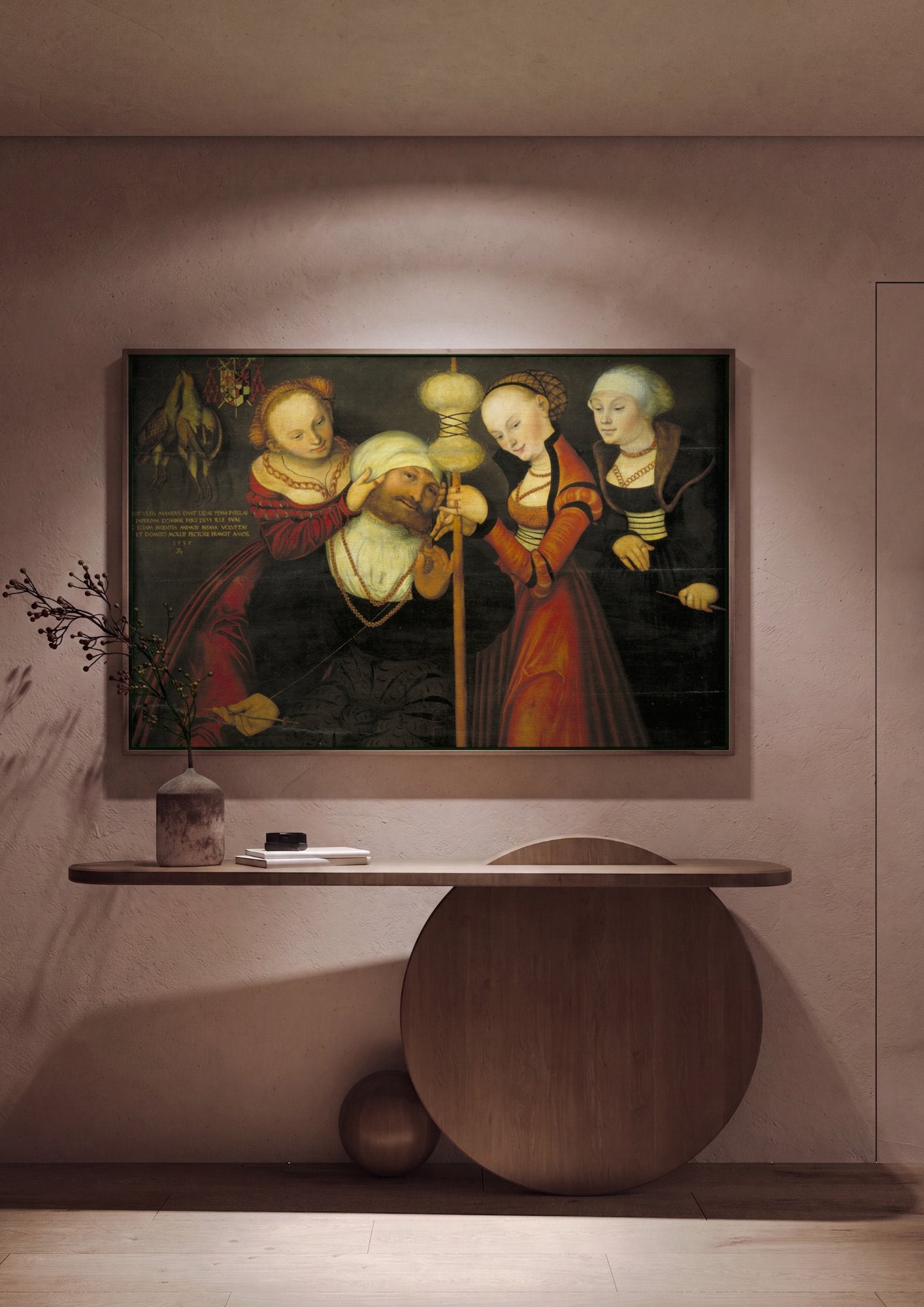 Quadro Decorativo Hércules e Ônfale - Cranach, o Velho em ambiente decorado
