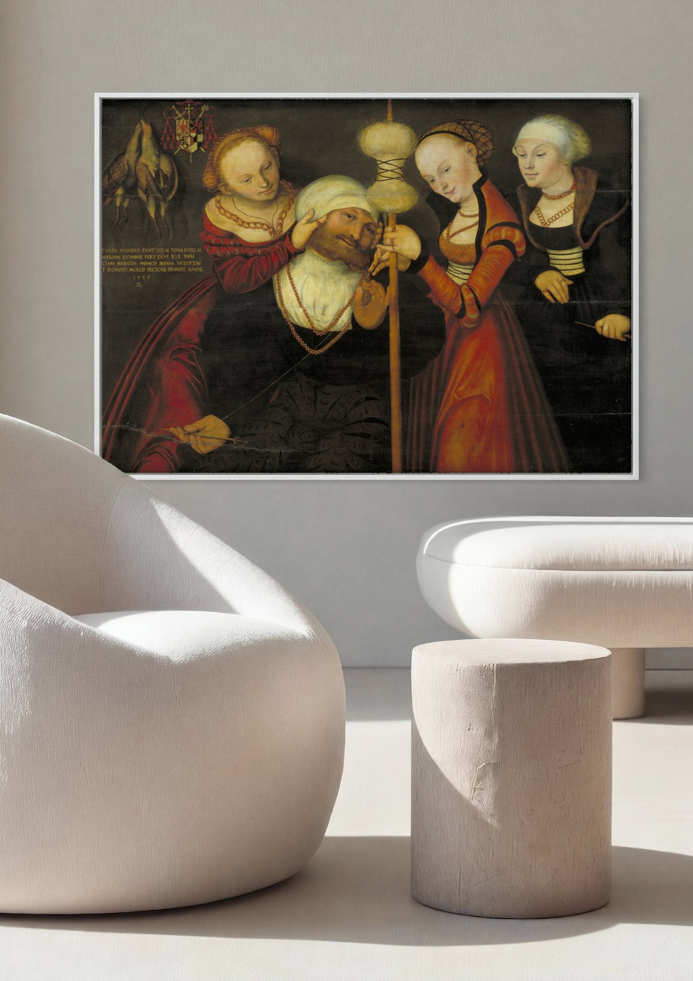 Quadro Decorativo Hércules e Ônfale - Cranach, o Velho em ambiente decorado