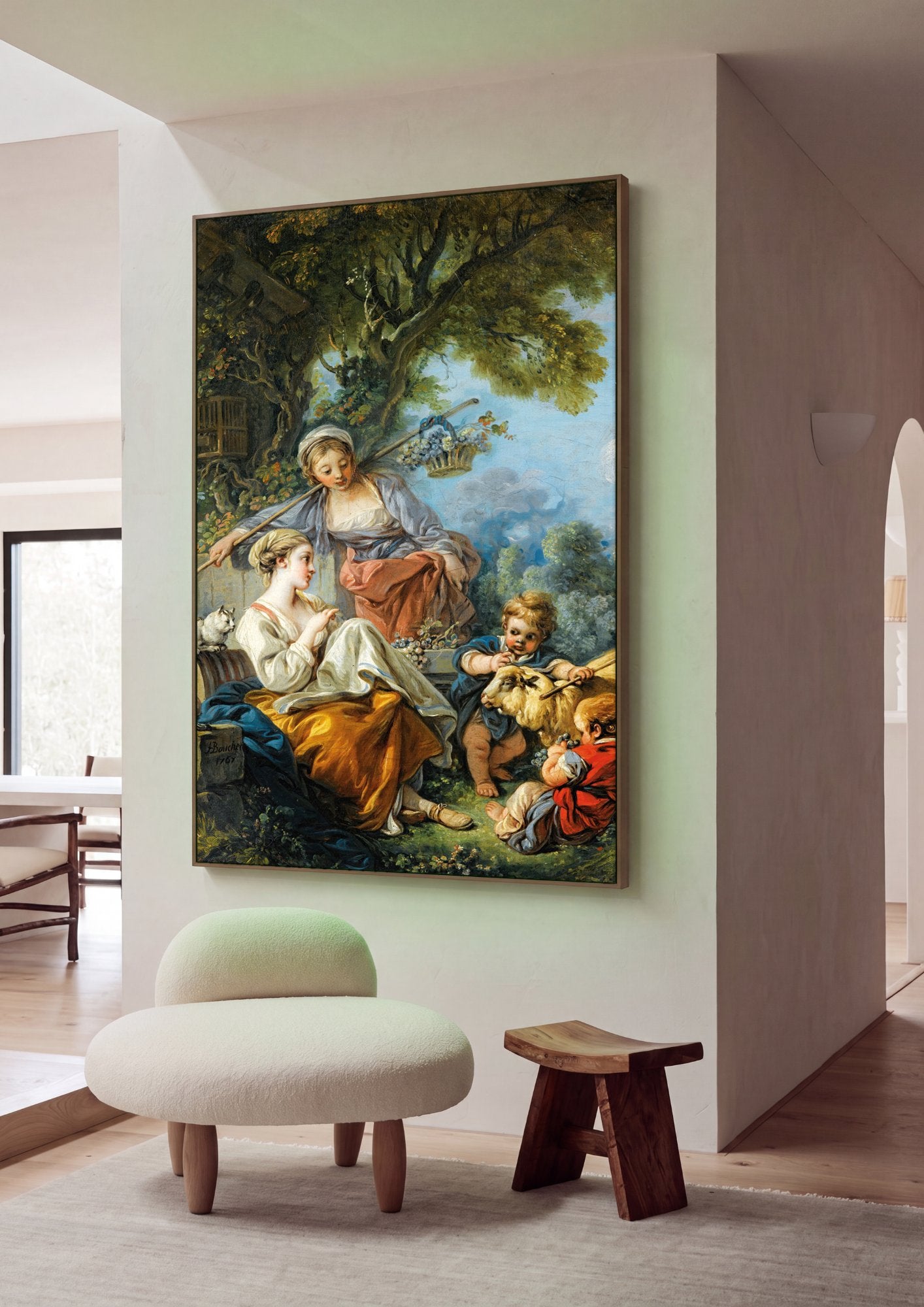 Quadro Decorativo A Oferta Pastoral - François Boucher em ambiente decorado