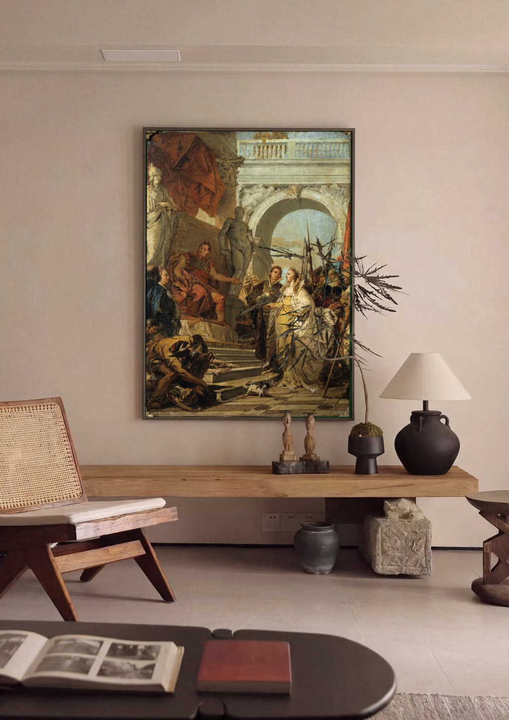 Quadro Decorativo A Rainha Zenobia Perante o Imperador Aureliano - Tiepolo em ambiente decorado