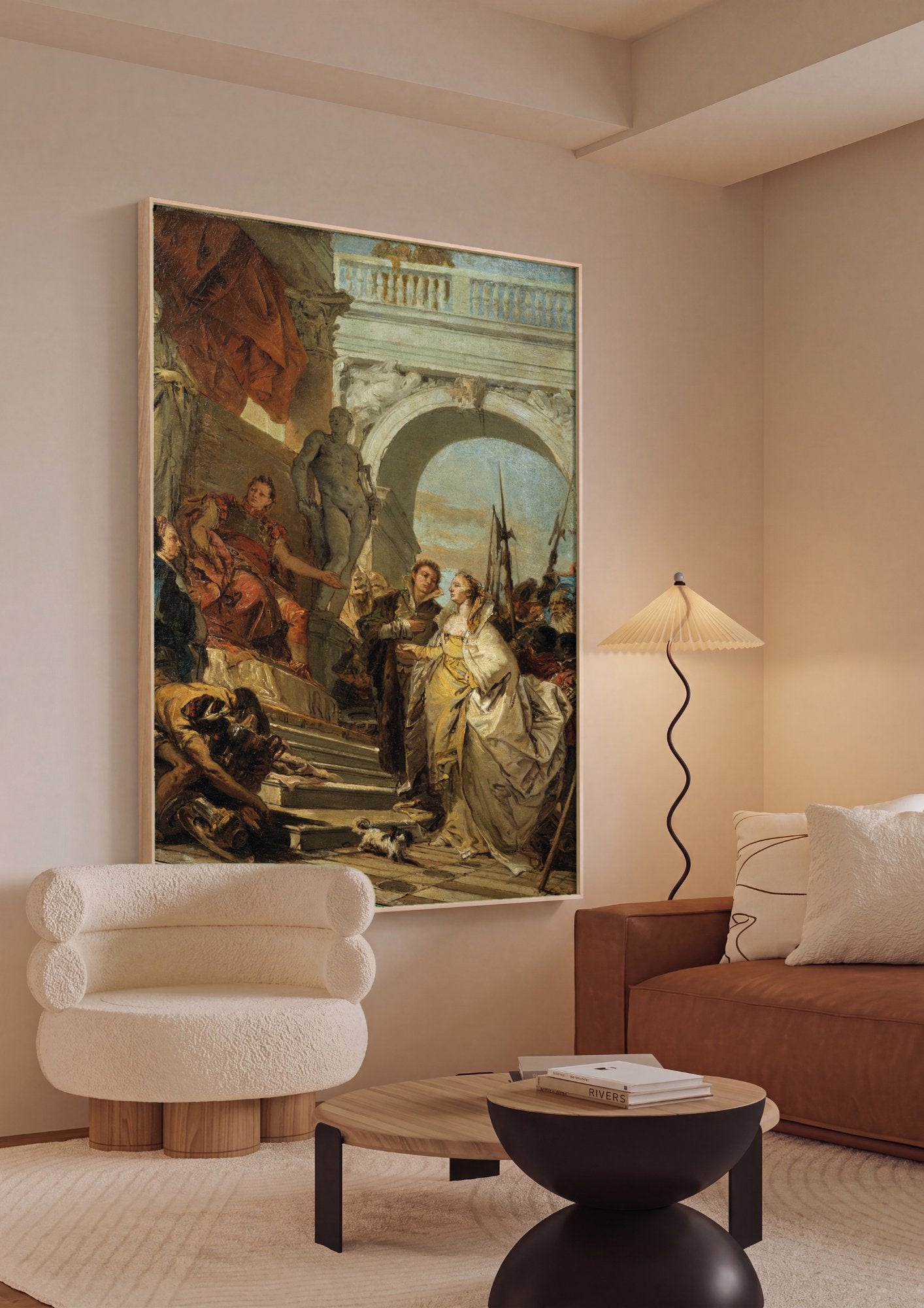 Quadro Decorativo A Rainha Zenobia Perante o Imperador Aureliano - Tiepolo em ambiente decorado