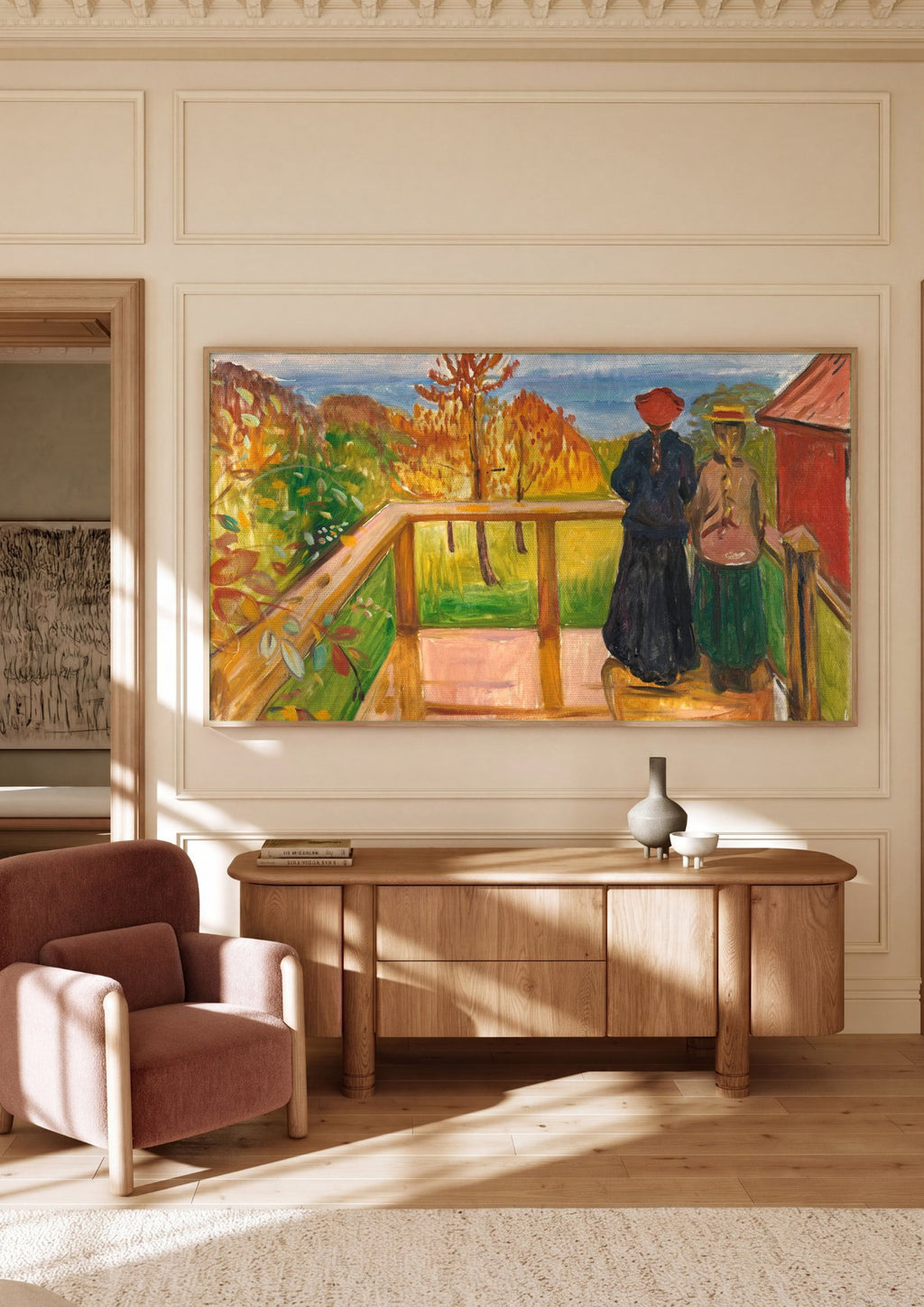 Quadro Decorativo Duas Mulheres na Varanda - Edvard Munch em ambiente decorado