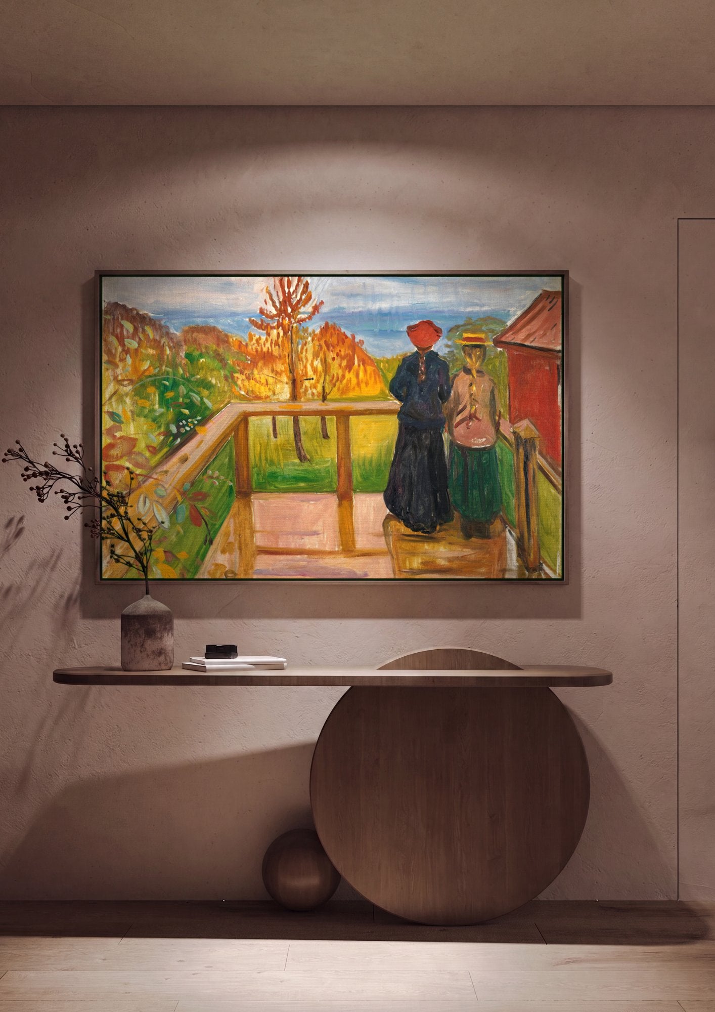 Quadro Decorativo Duas Mulheres na Varanda - Edvard Munch em ambiente decorado
