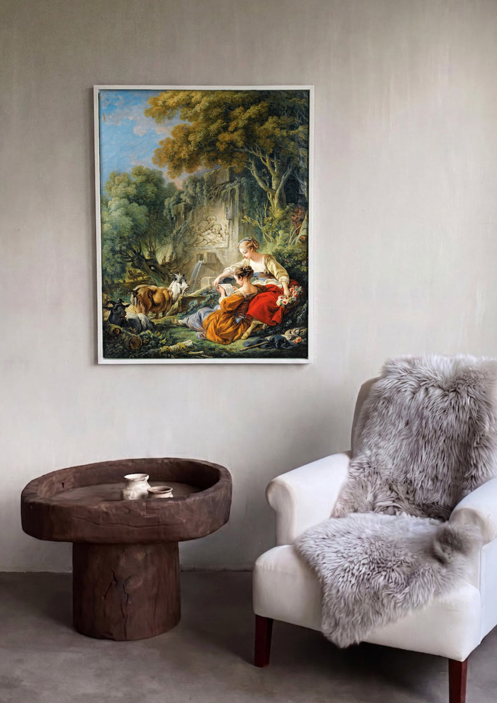 Quadro Decorativo A Lição de Música - François Boucher em ambiente decorado