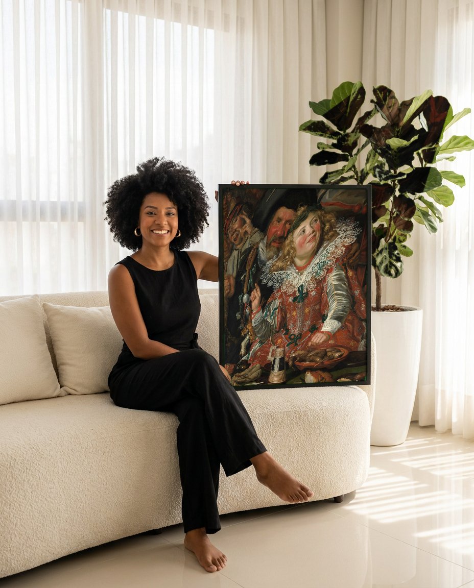 Quadro Decorativo Banquete de Bacco - Frans Hals com modelo em ambiente
