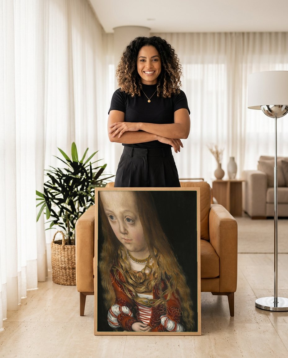 Quadro Decorativo Retrato de Menina - Cranach, o Velho com modelo em ambiente