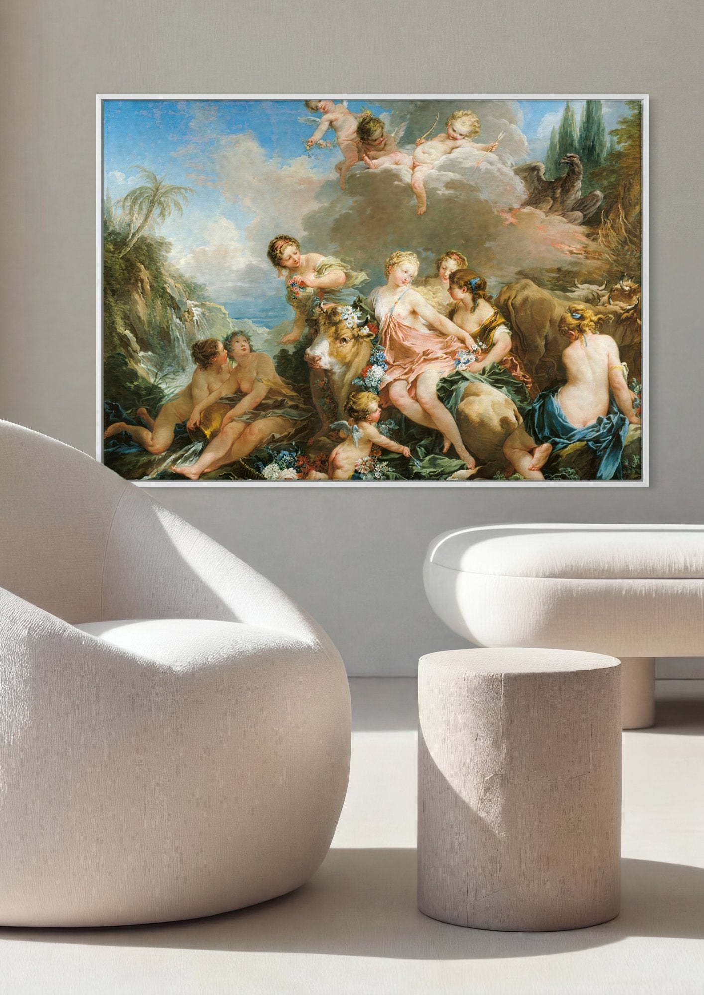 Quadro Decorativo O Rapto de Europa - François Boucher em ambiente decorado