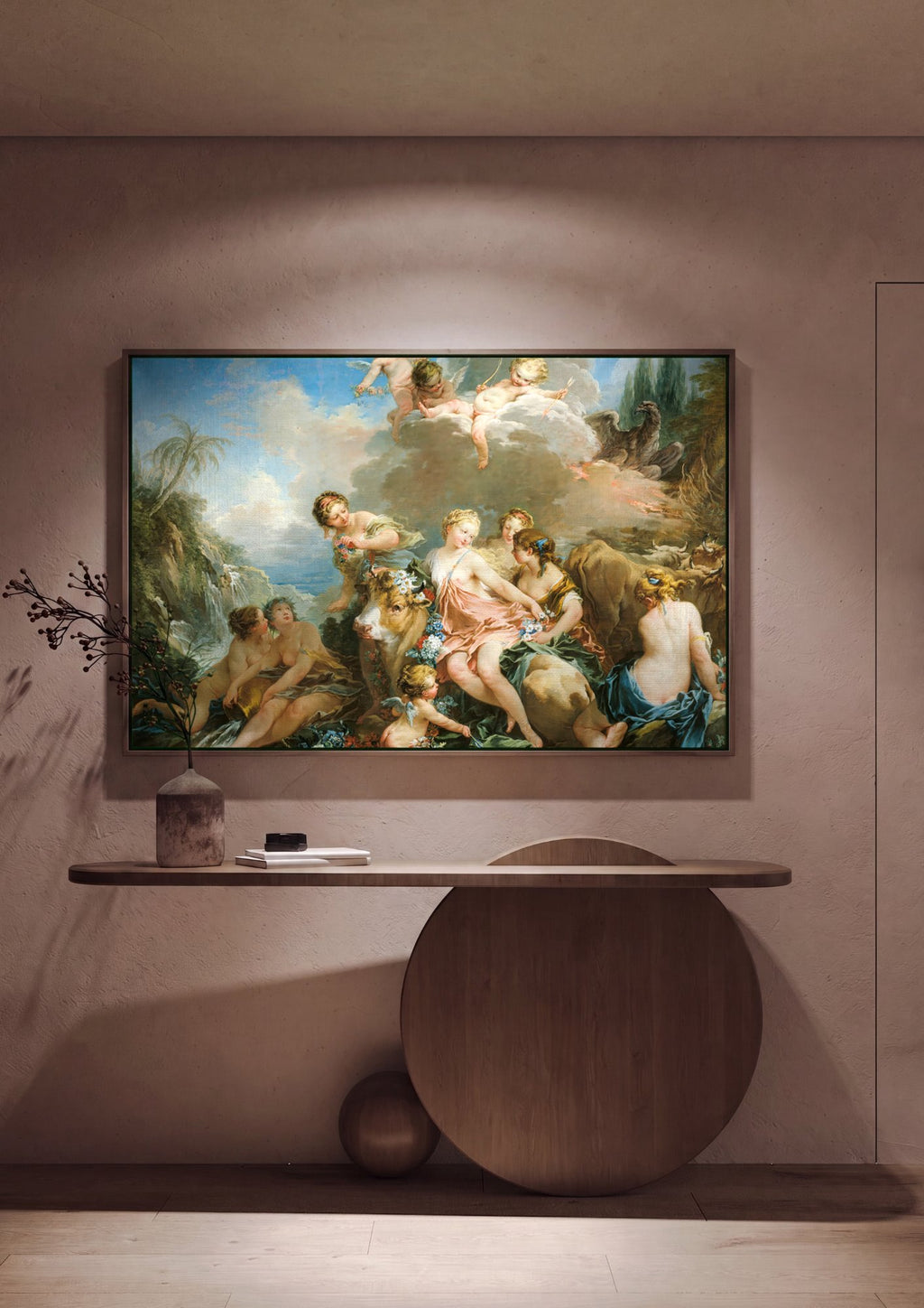 Quadro Decorativo O Rapto de Europa - François Boucher em ambiente decorado