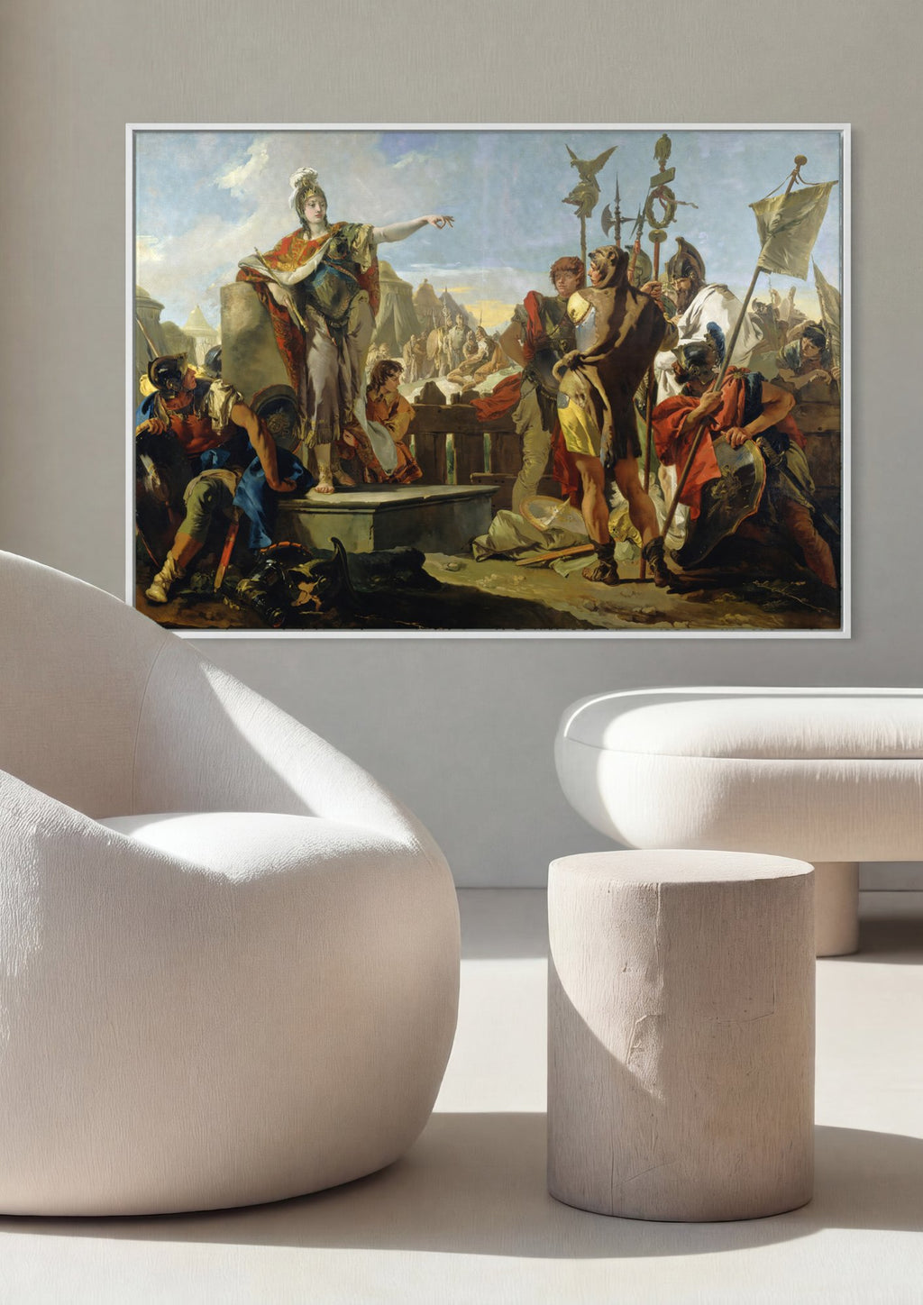 Quadro Decorativo A Rainha Zenobia Perante o Imperador Aureliano - Tiepolo em ambiente decorado