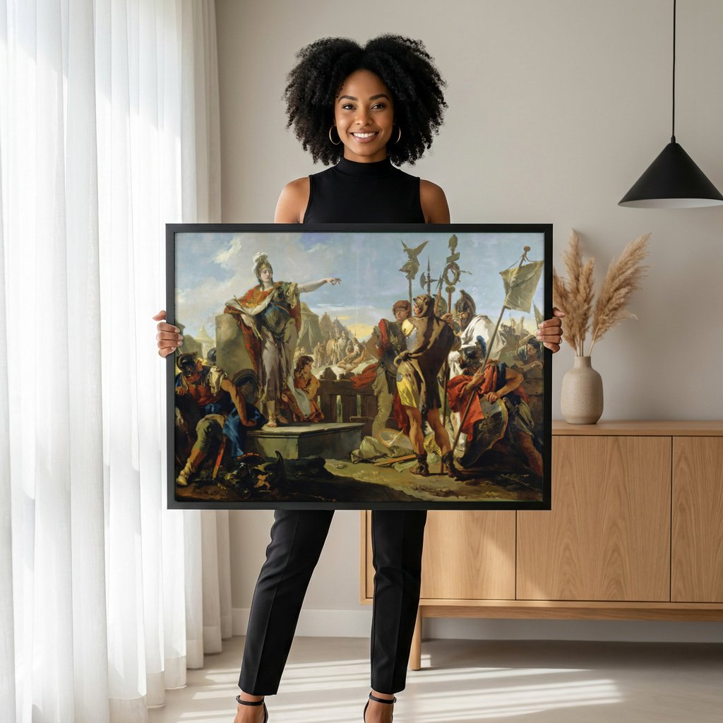 Quadro Decorativo A Rainha Zenobia Perante o Imperador Aureliano - Tiepolo com modelo em ambiente
