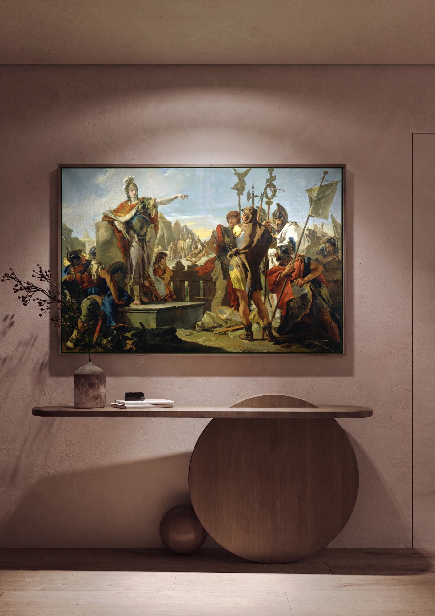 Quadro Decorativo A Rainha Zenobia Perante o Imperador Aureliano - Tiepolo em ambiente decorado