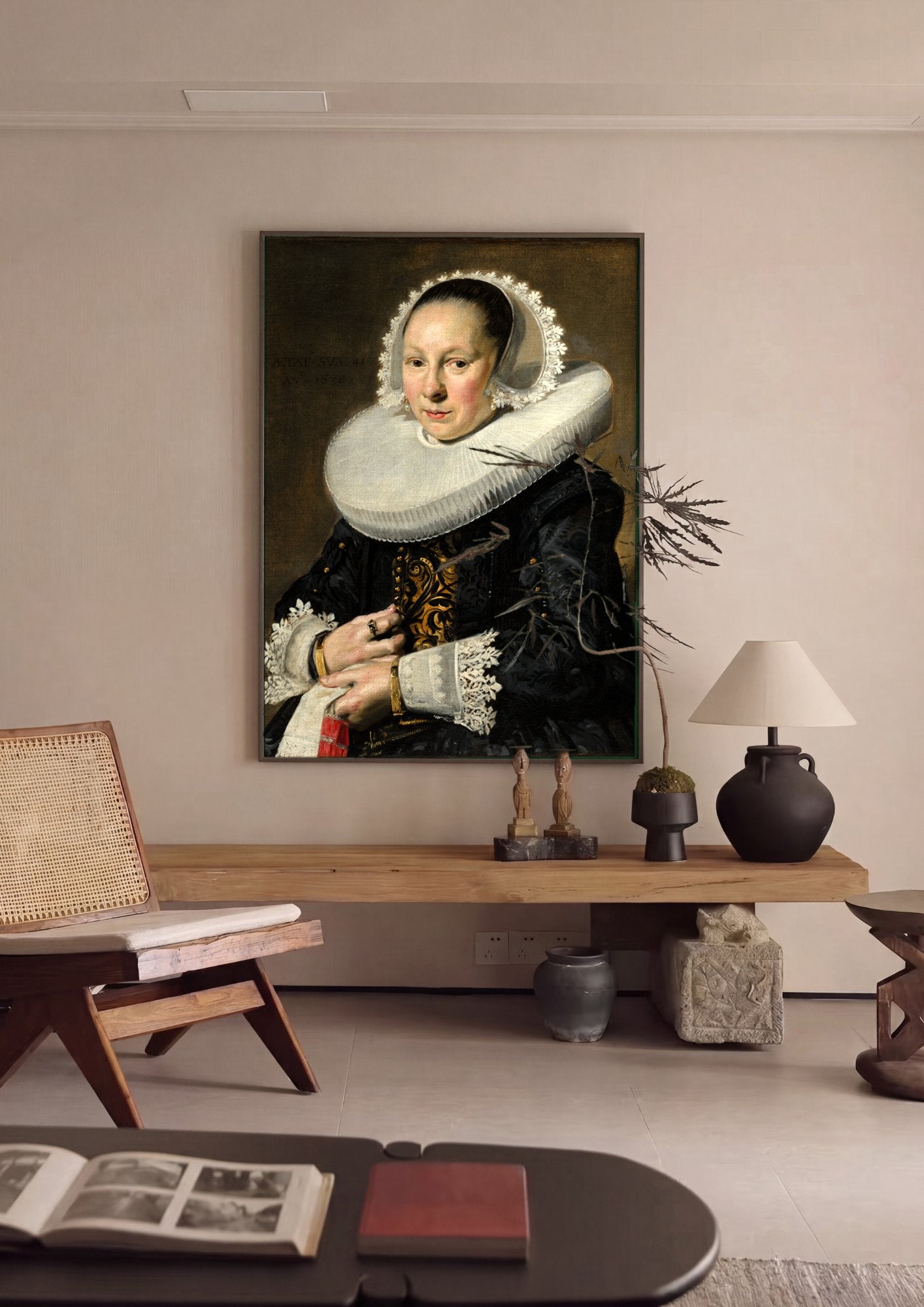 Quadro Decorativo Retrato de Mulher - Frans Hals em ambiente decorado