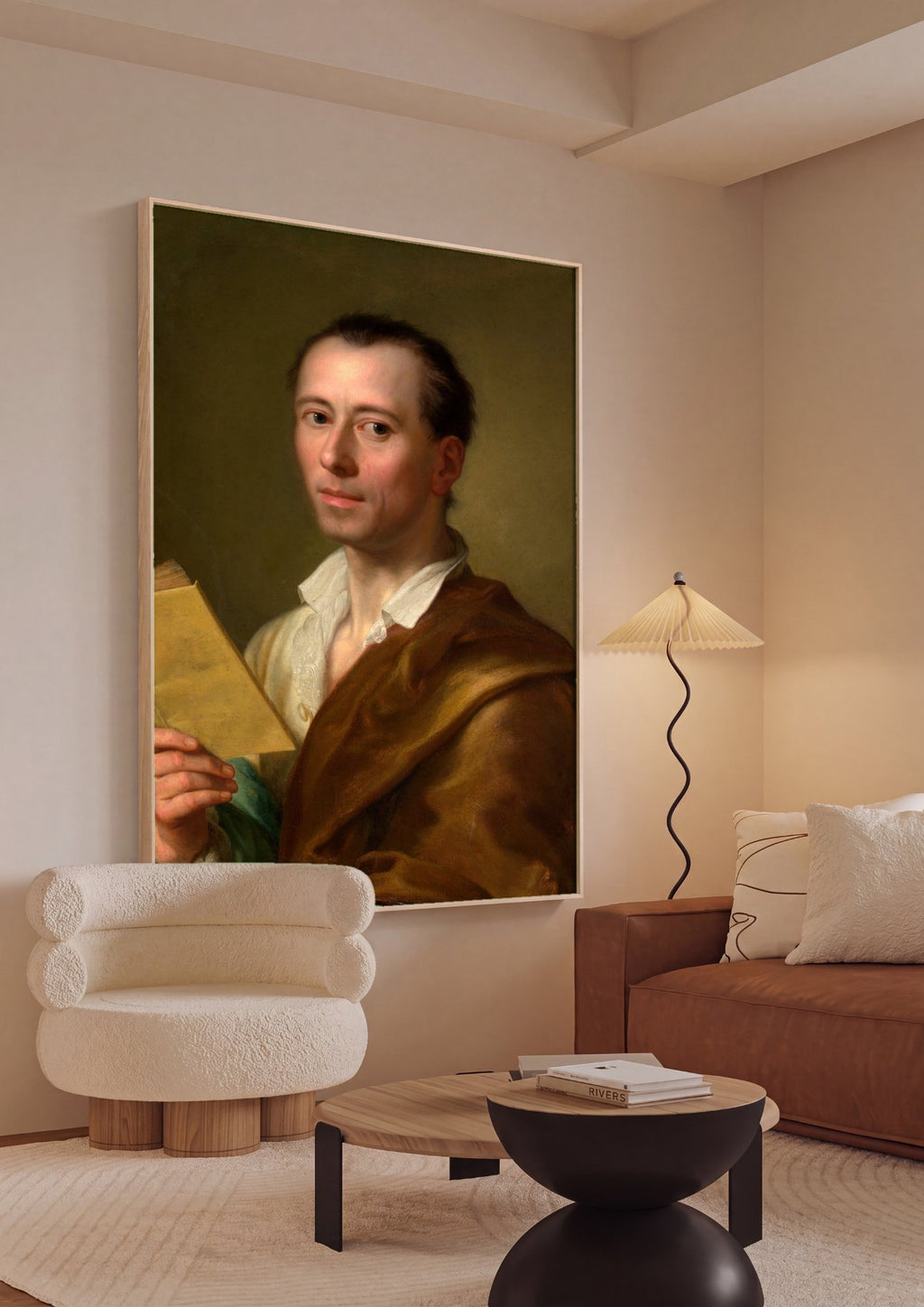 Quadro Decorativo Autorretrato - Anton Raphael Mengs em ambiente decorado