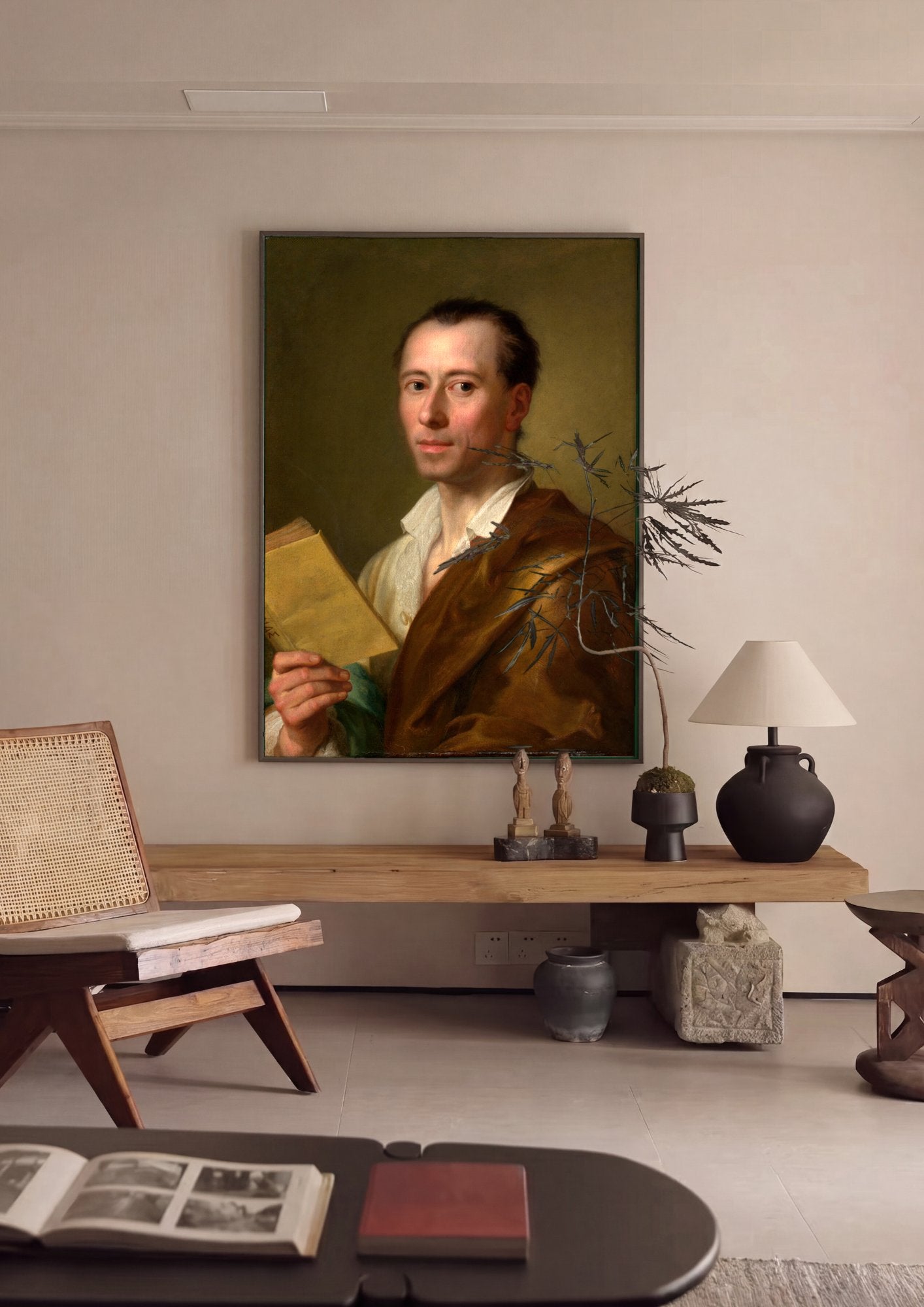 Quadro Decorativo Autorretrato - Anton Raphael Mengs em ambiente decorado
