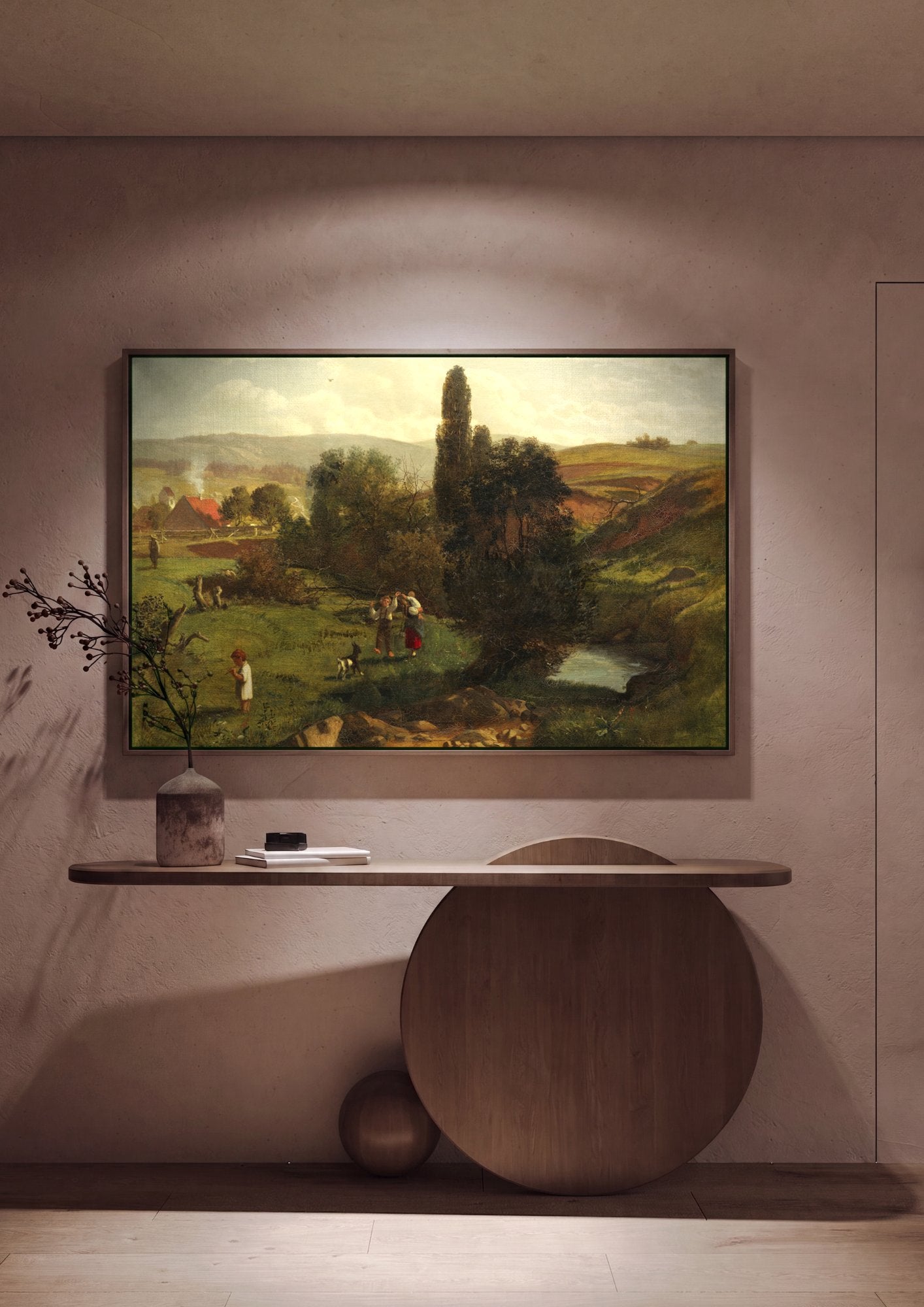 Quadro Decorativo Cena Rural com Figuras - Hans Thoma em ambiente decorado