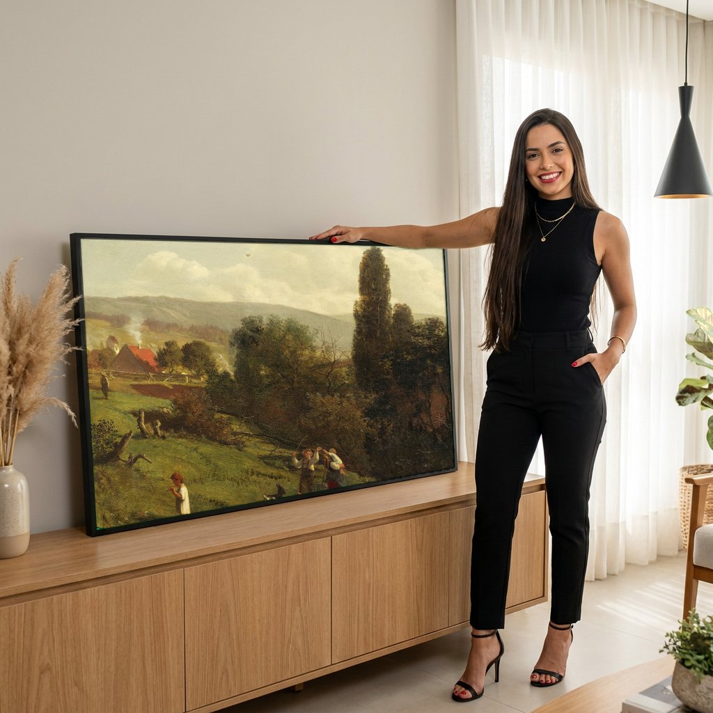 Quadro Decorativo Cena Rural com Figuras - Hans Thoma com modelo em ambiente