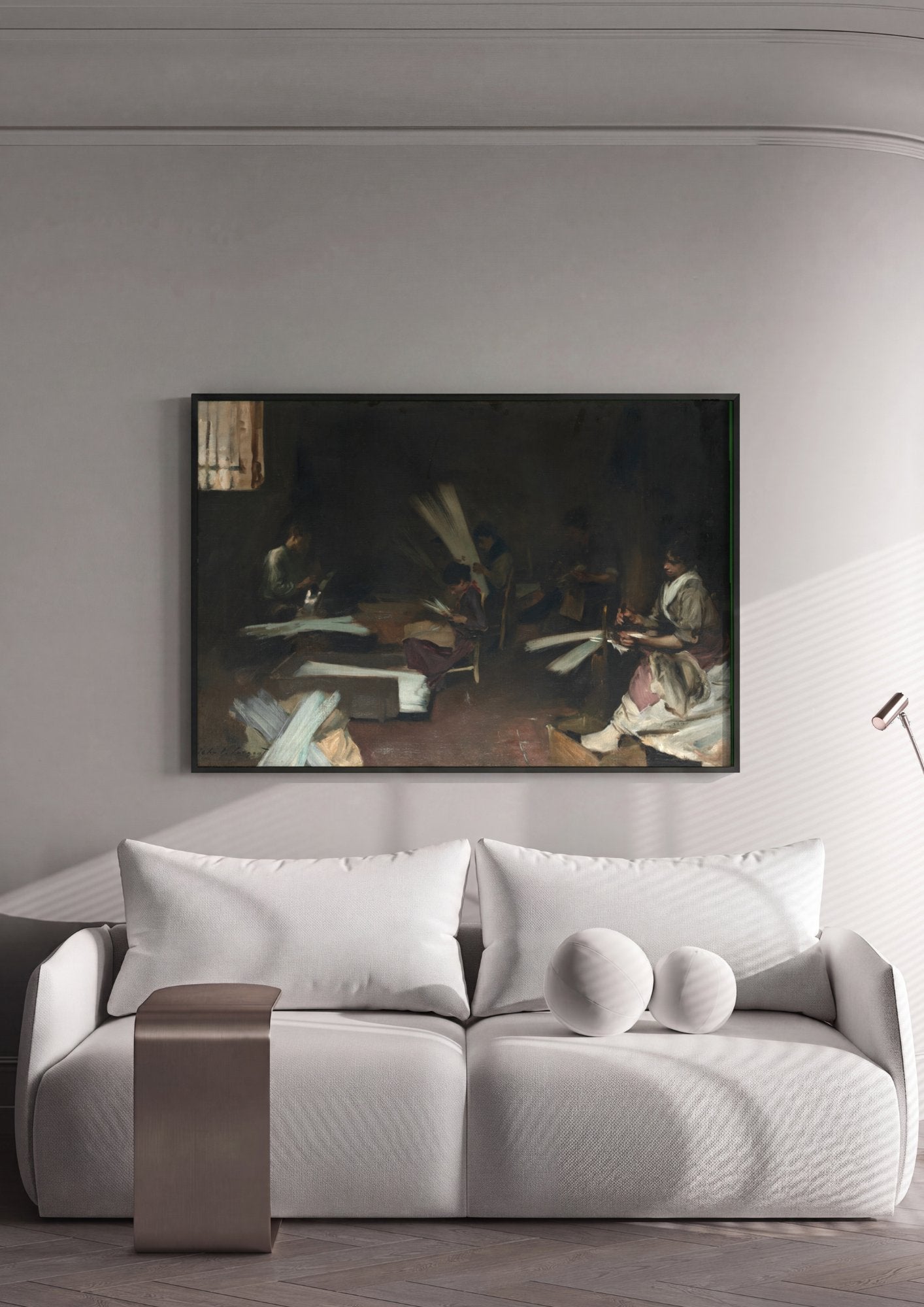 Quadro Decorativo A Oficina de Vassouras - John Singer Sargent em ambiente decorado