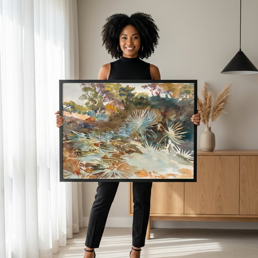 Quadro Decorativo Paisagem com Palmeiras - John Singer Sargent com modelo em ambiente
