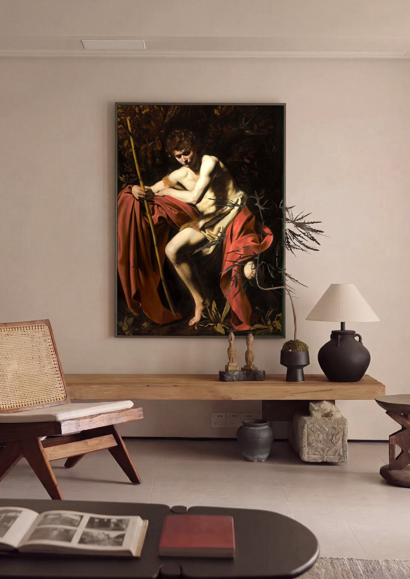 Quadro Decorativo São João Batista - Caravaggio em ambiente decorado