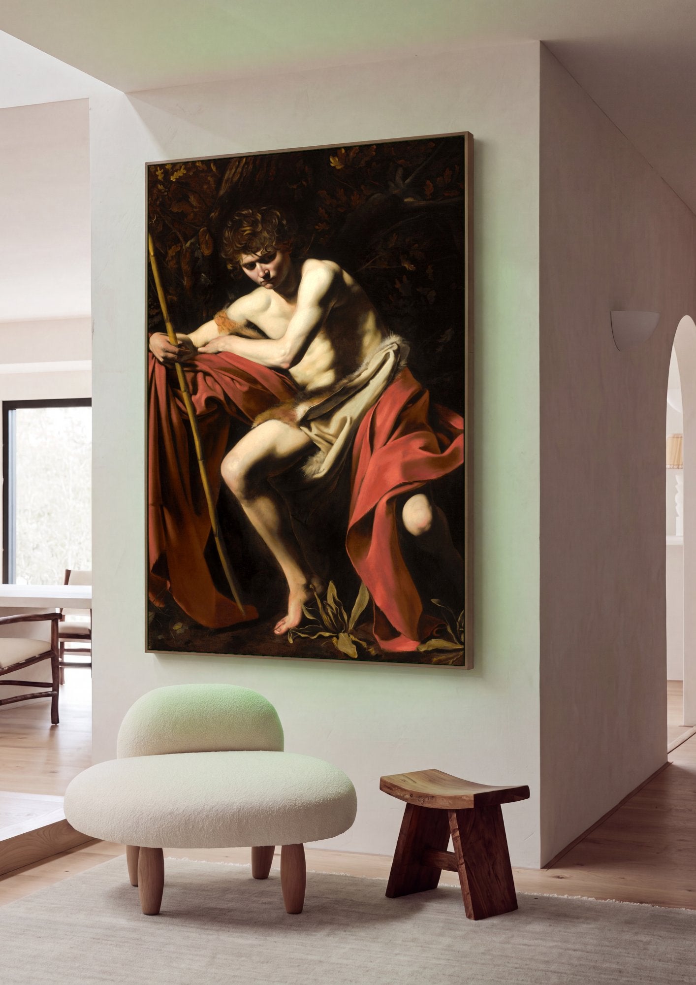 Quadro Decorativo São João Batista - Caravaggio em ambiente decorado