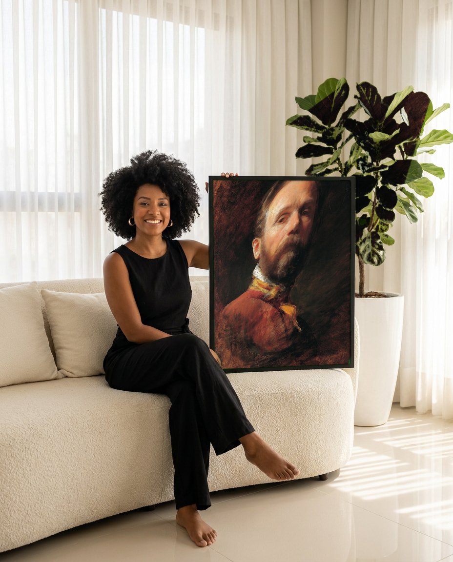 Quadro Decorativo Retrato de Homem Barba - Friedrich Von Amerling com modelo em ambiente