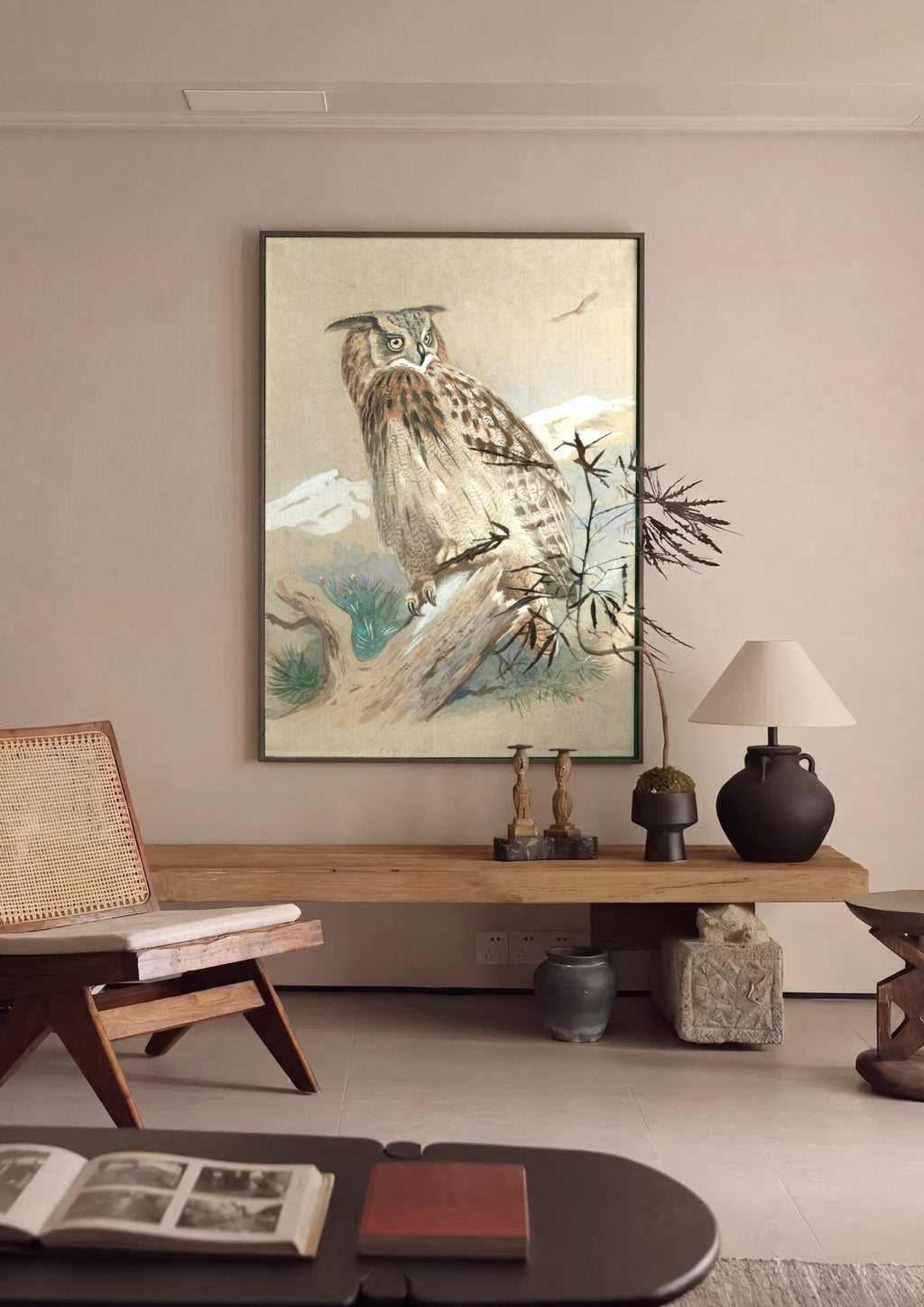 Quadro Decorativo Coruja-orelhuda - Thorburn em ambiente decorado