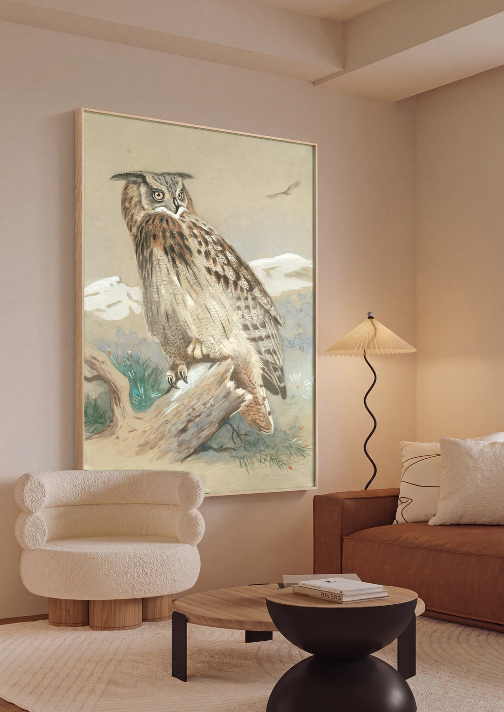 Quadro Decorativo Coruja-orelhuda - Thorburn em ambiente decorado