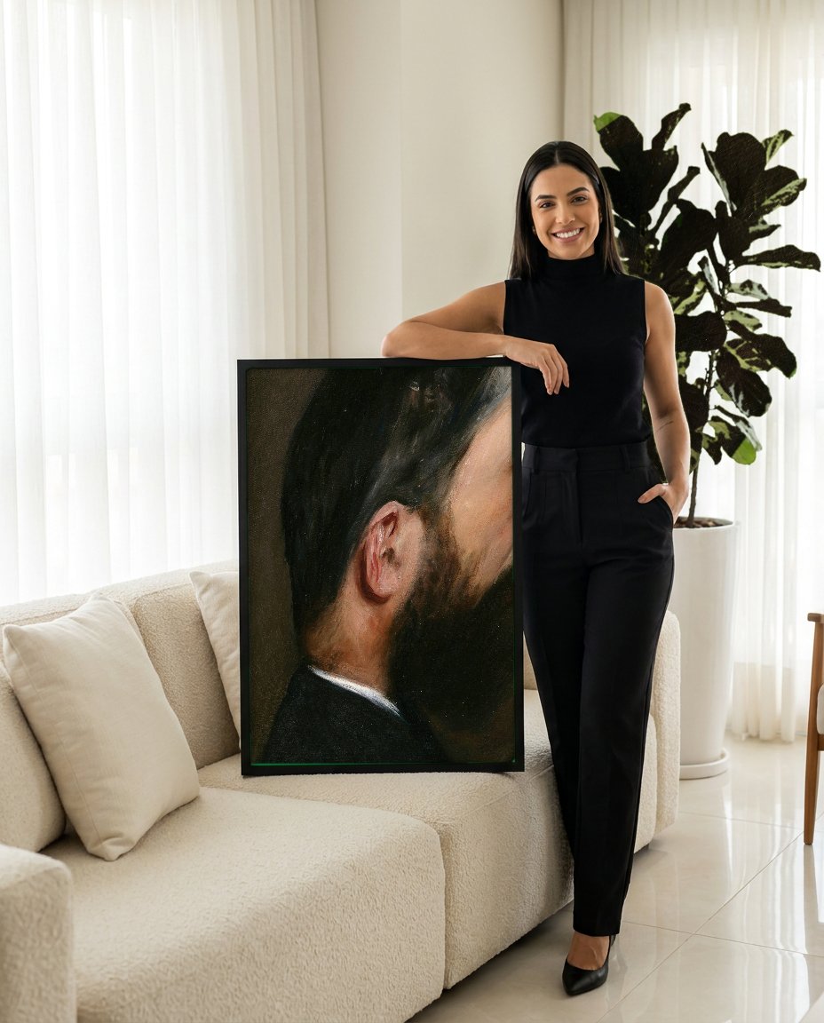 Quadro Decorativo Retrato de Homem Barbudo - John Singer Sargent com modelo em ambiente