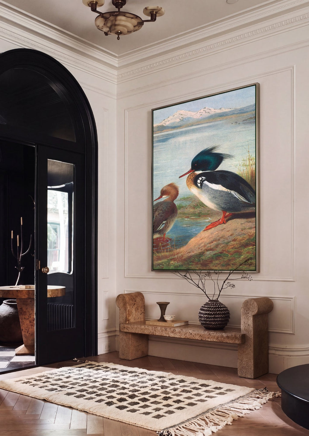Quadro Decorativo Mergansos Reais - Thorburn em ambiente decorado