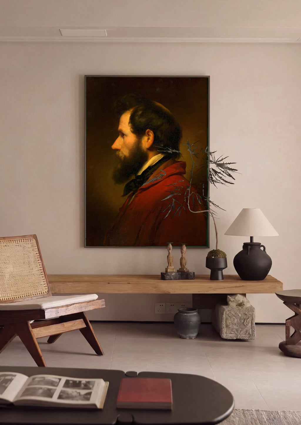 Quadro Decorativo Retrato de Homem Barbudo - Amerling em ambiente decorado