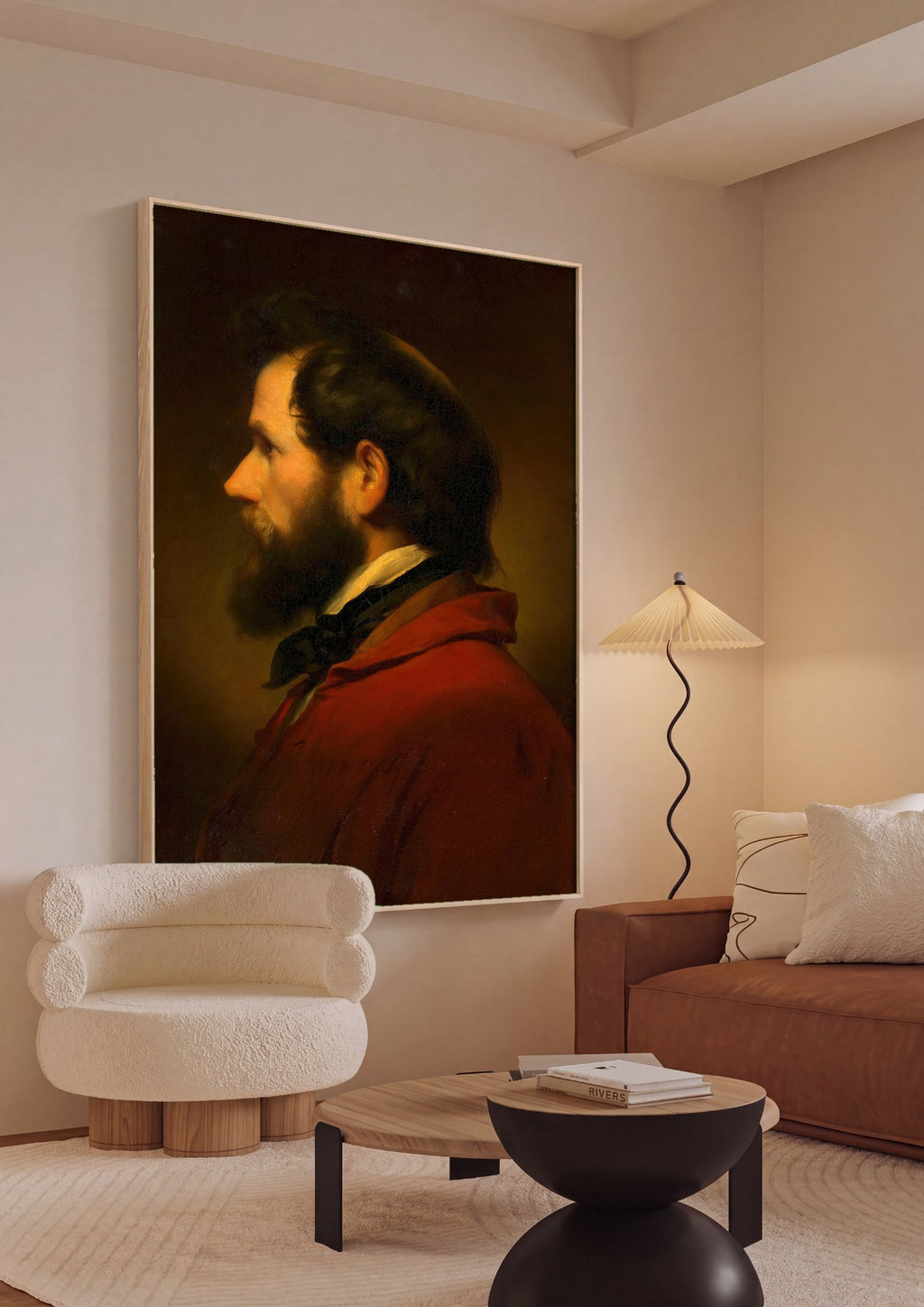 Quadro Decorativo Retrato de Homem Barbudo - Amerling em ambiente decorado