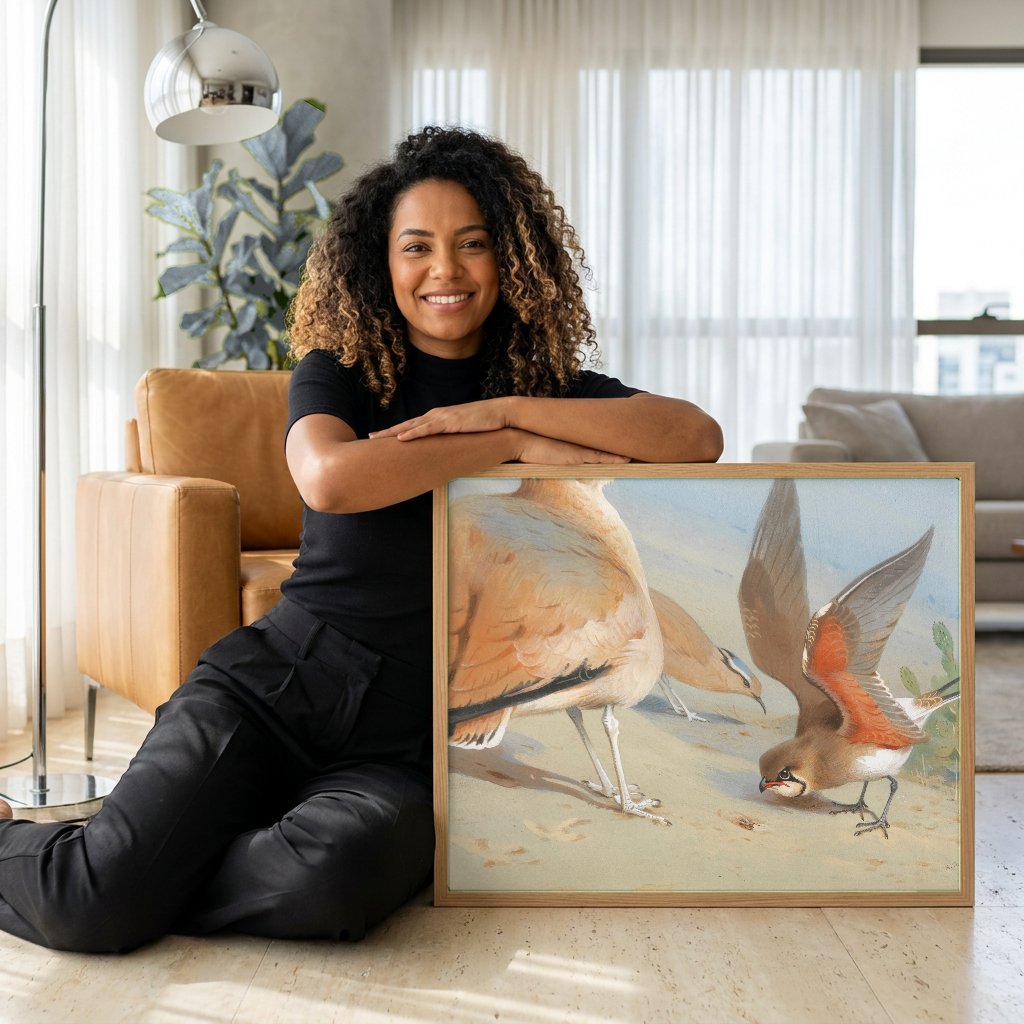 Quadro Decorativo Aves do Deserto - Thorburn com modelo em ambiente