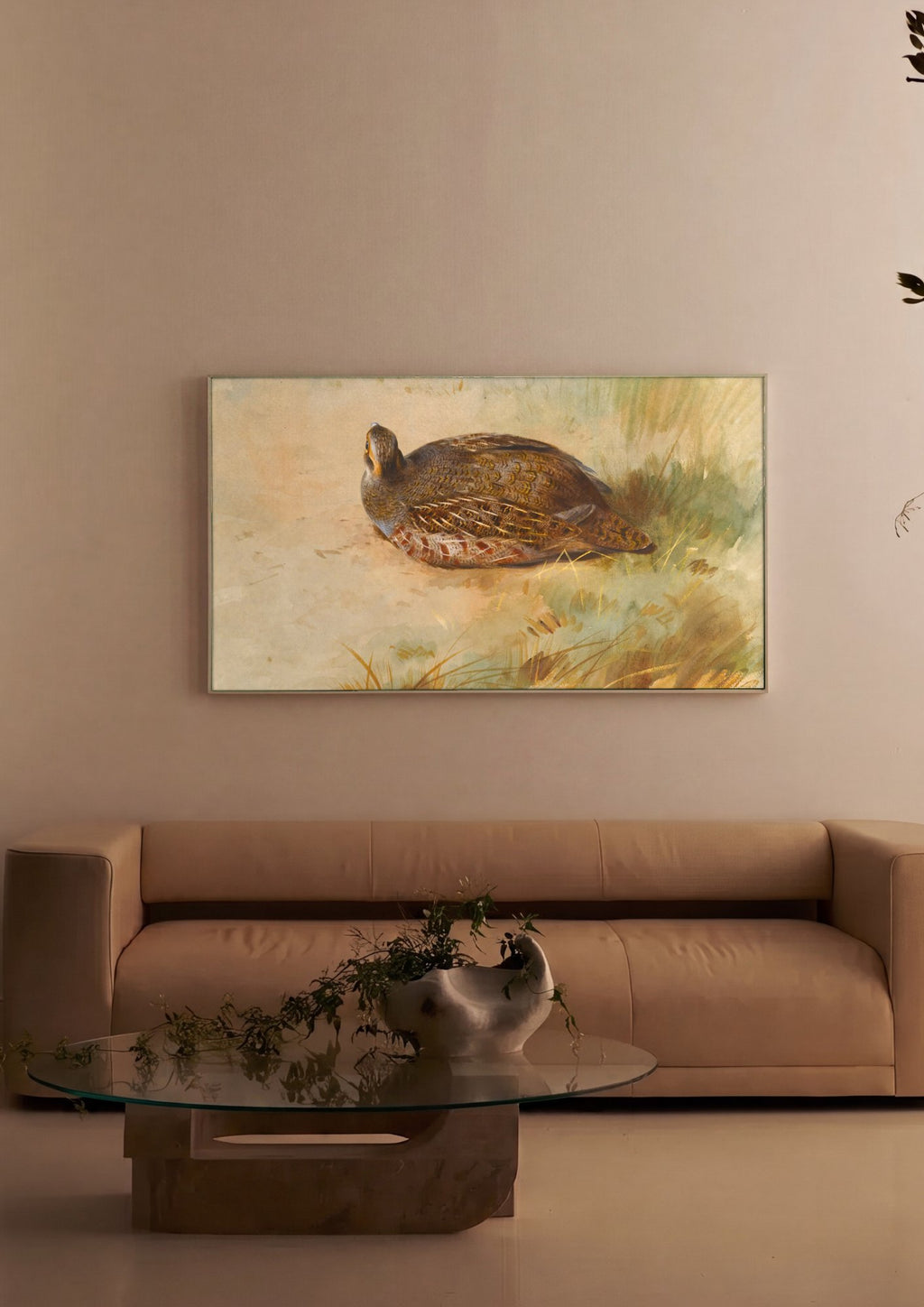 Quadro Decorativo Perdiz-cinzenta - Thorburn em ambiente decorado