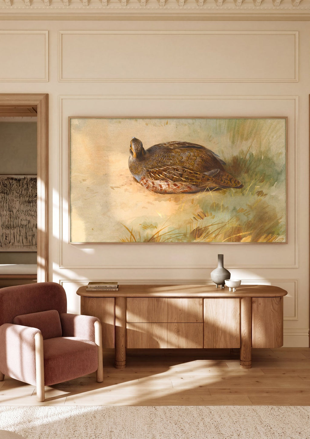 Quadro Decorativo Perdiz-cinzenta - Thorburn em ambiente decorado