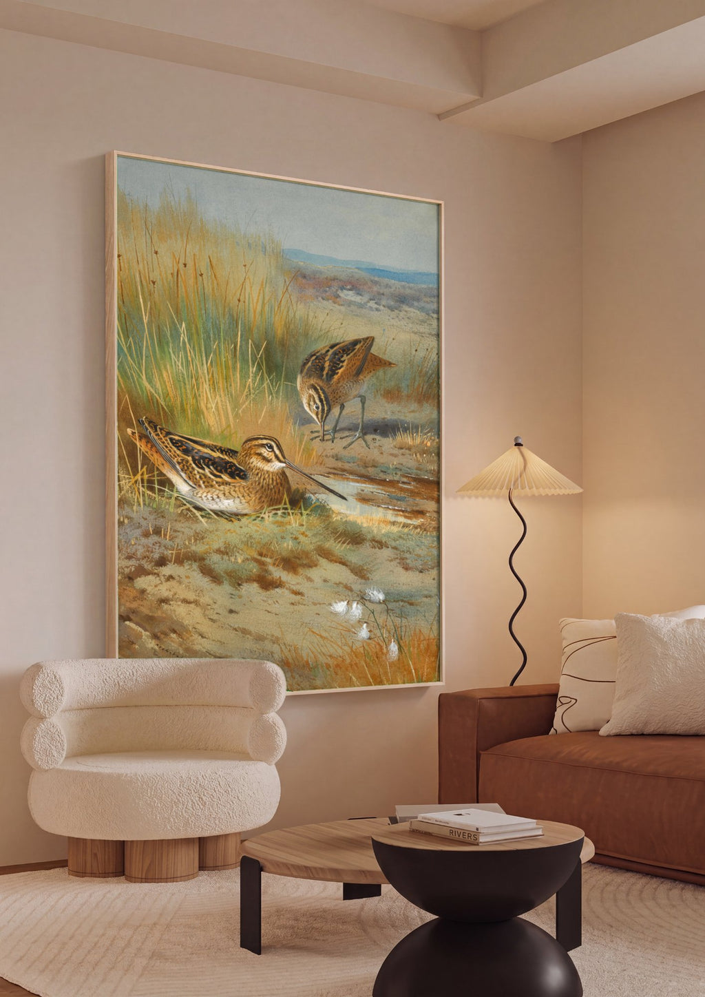 Quadro Decorativo Aves no Pântano - Thorburn em ambiente decorado